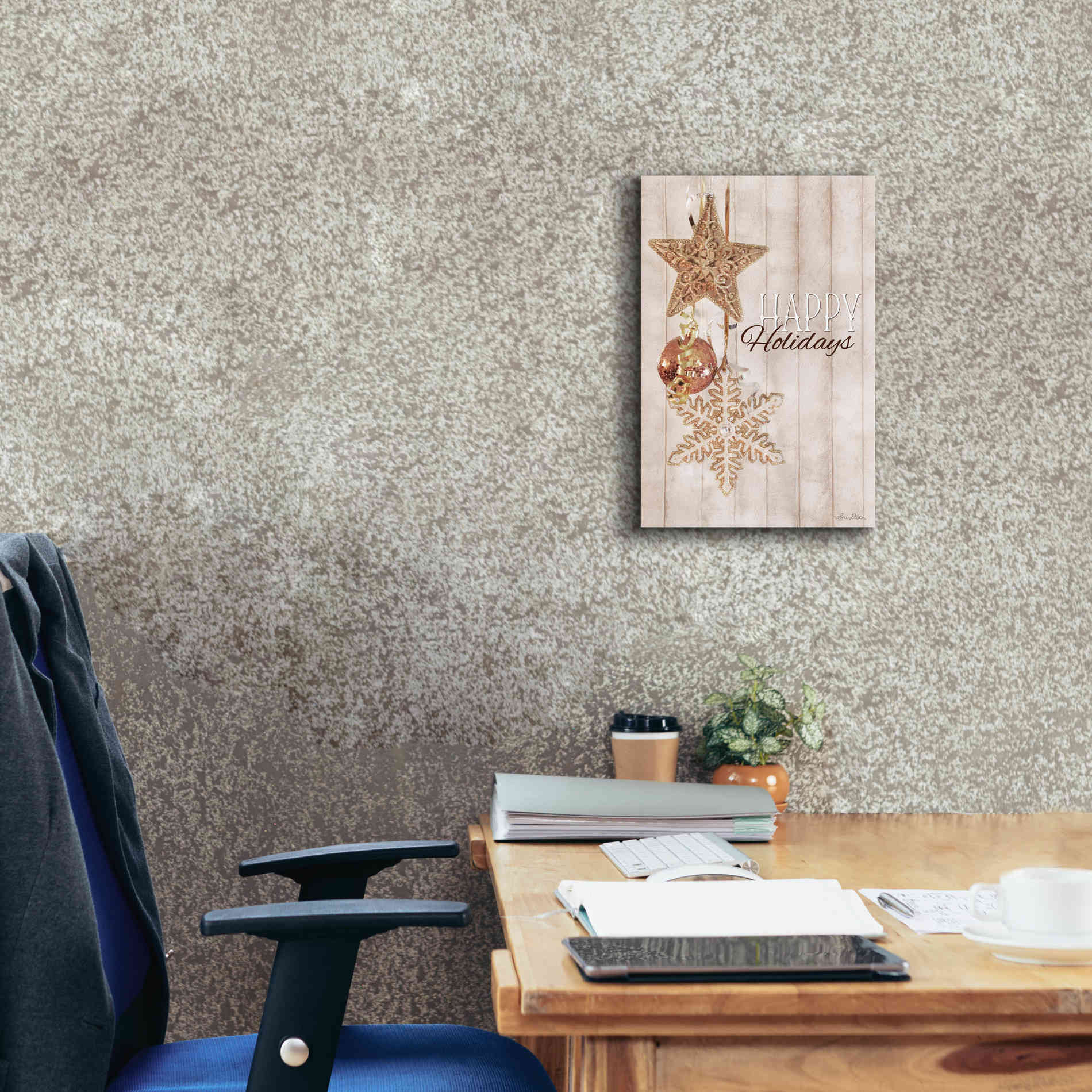 'Gold Sparkle Happy Holidays' by Lori Deiter, Canvas Wall Art,12 x 18