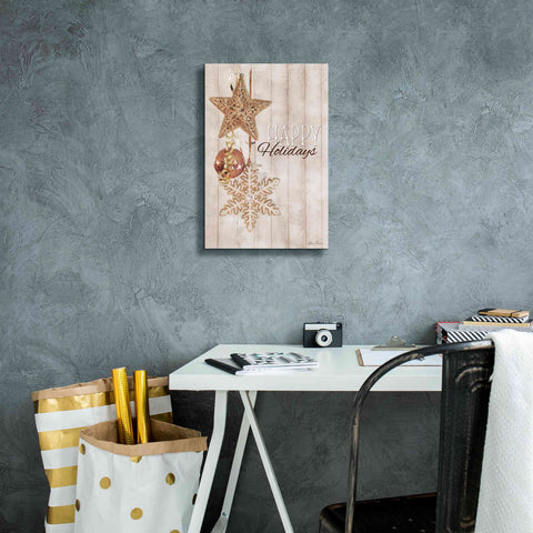 Image of 'Gold Sparkle Happy Holidays' by Lori Deiter, Canvas Wall Art,12 x 18