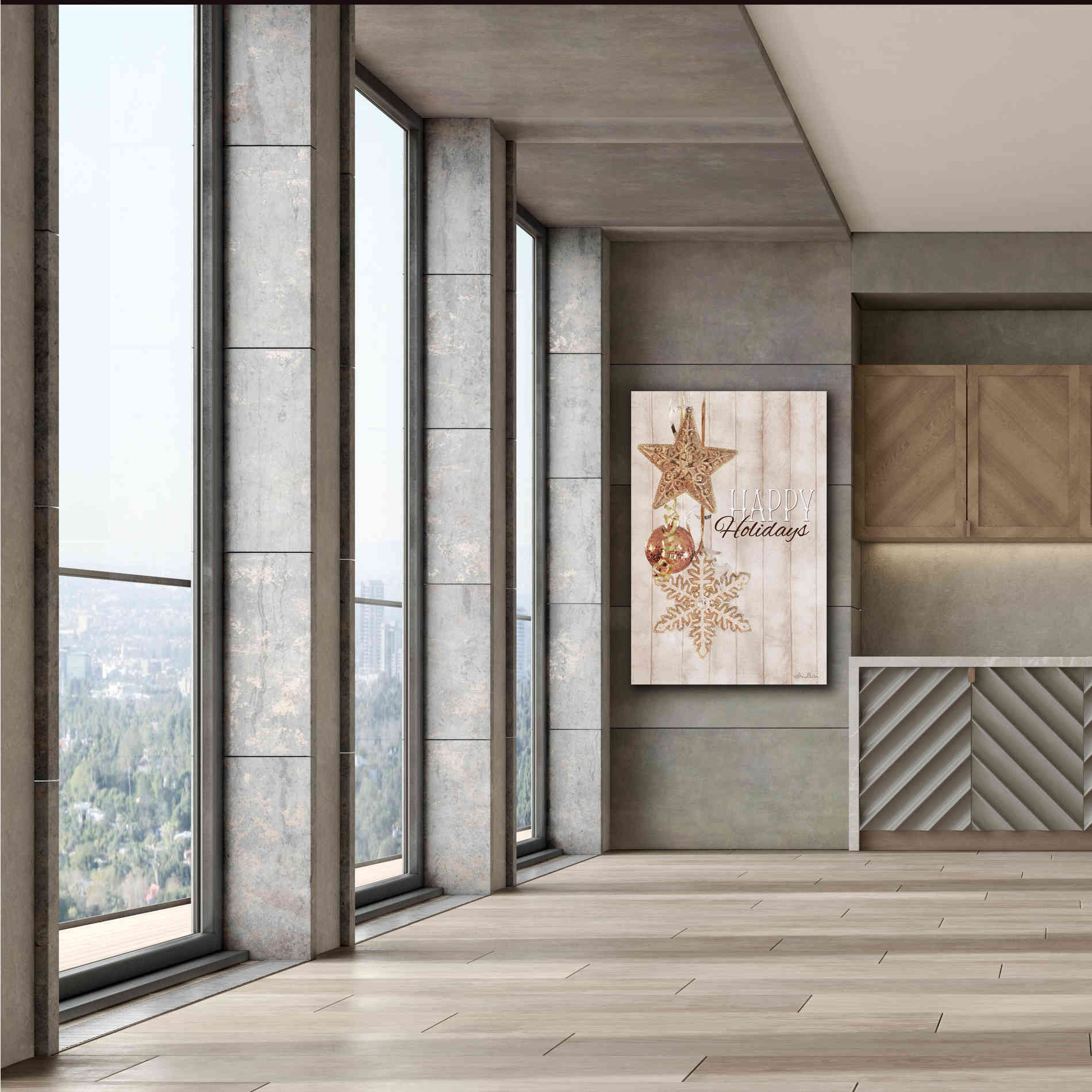 'Gold Sparkle Happy Holidays' by Lori Deiter, Canvas Wall Art,40 x 60