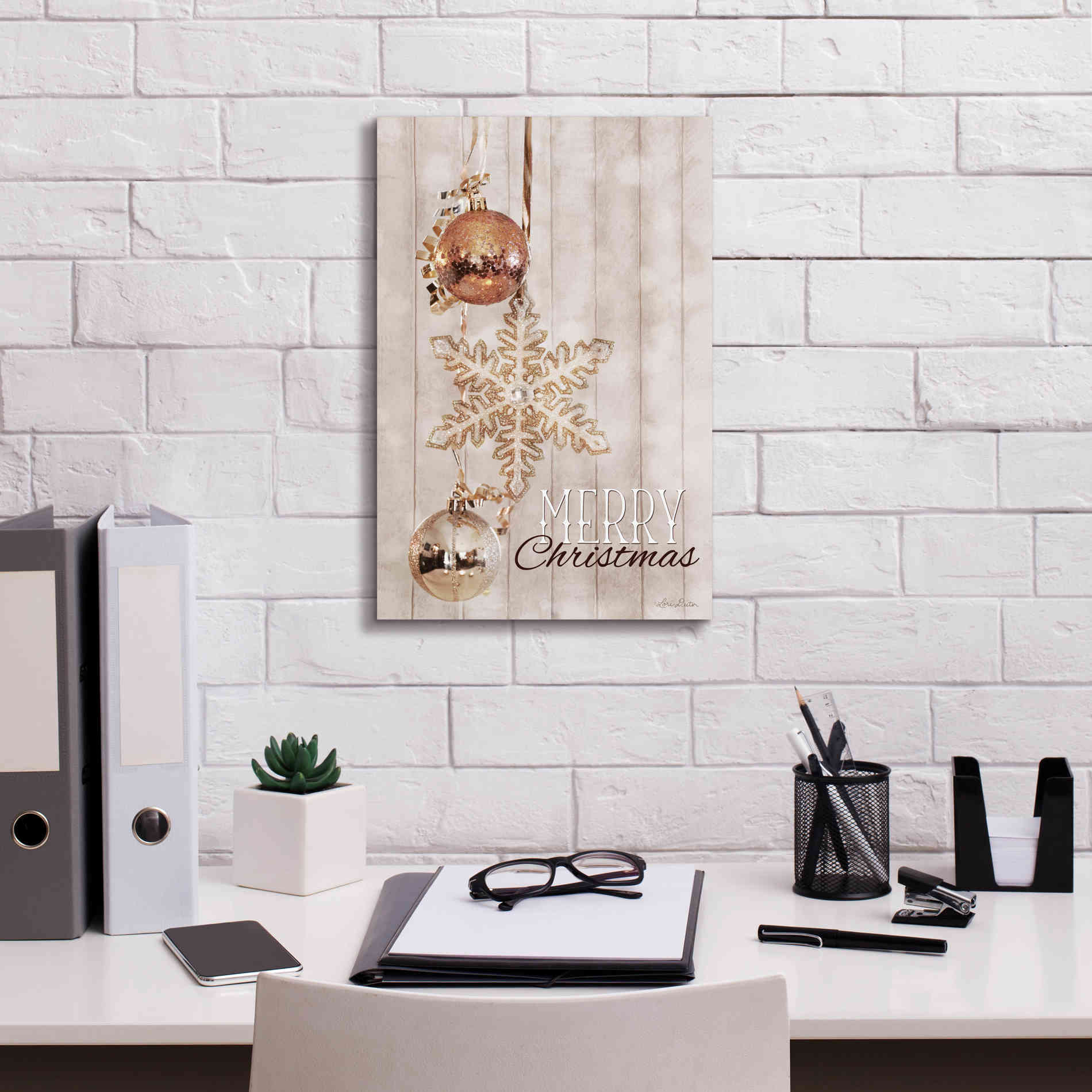 'Gold Sparkle Merry Christmas' by Lori Deiter, Canvas Wall Art,12 x 18