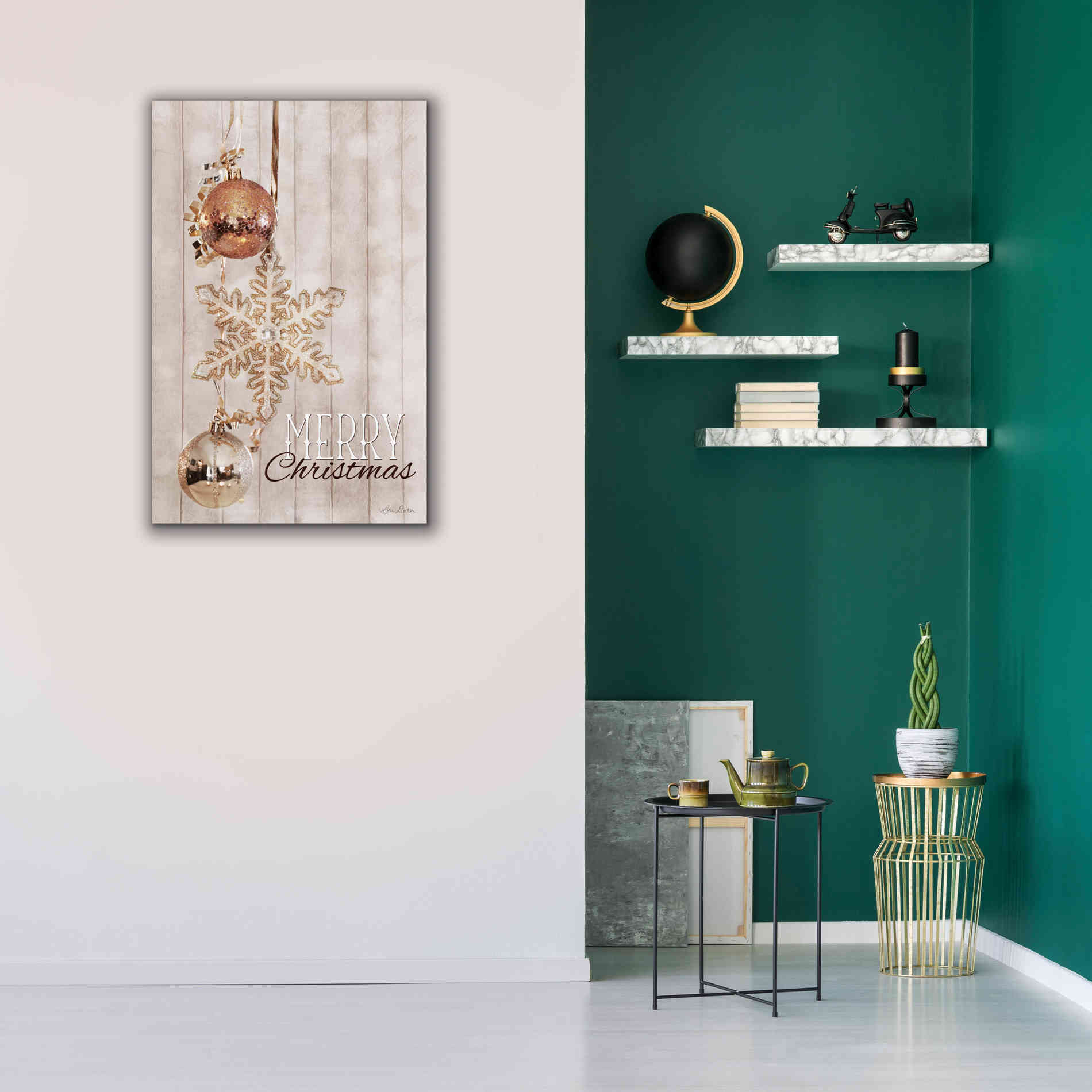 'Gold Sparkle Merry Christmas' by Lori Deiter, Canvas Wall Art,26 x 40