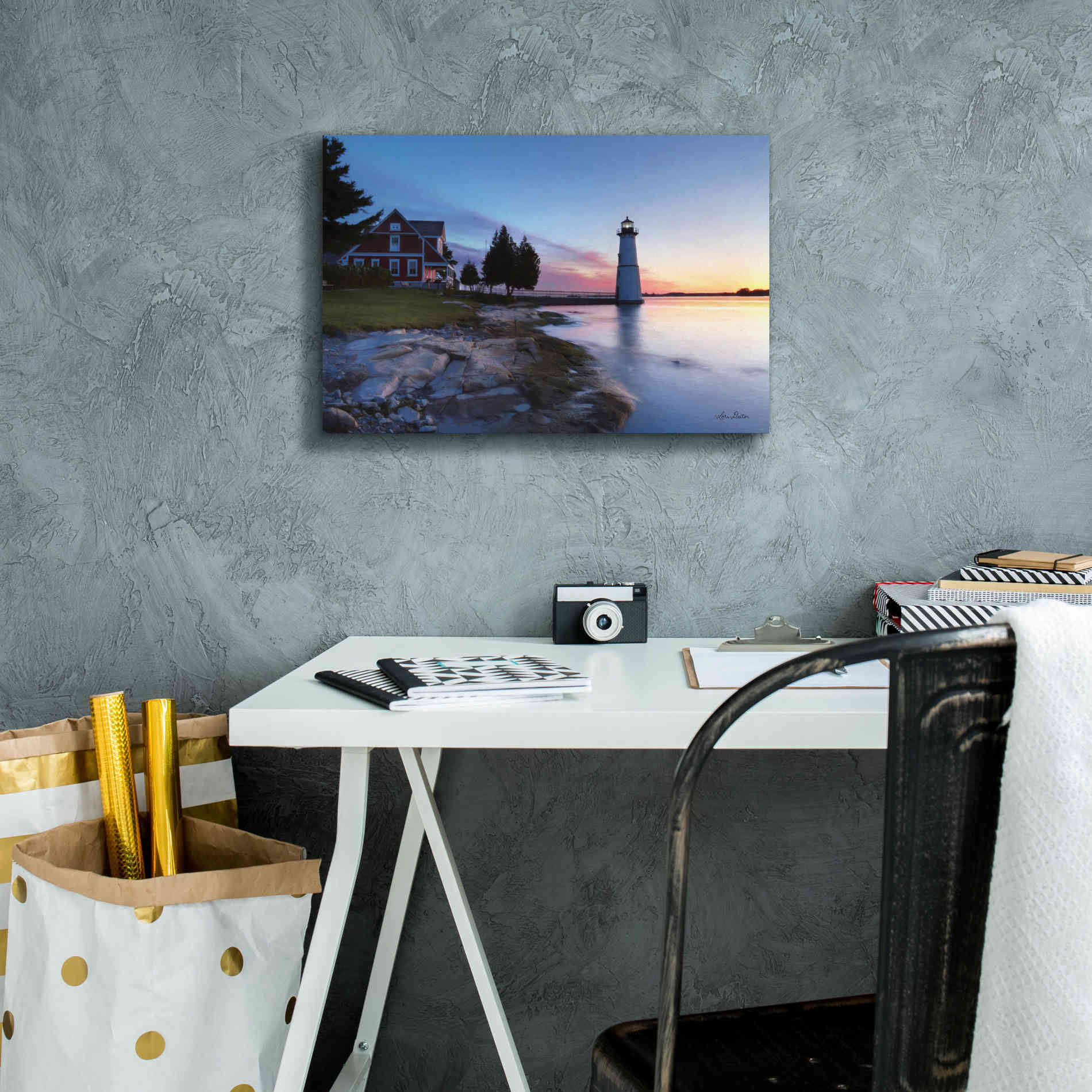 'Dusk at Rock Island' by Lori Deiter, Canvas Wall Art,18 x 12