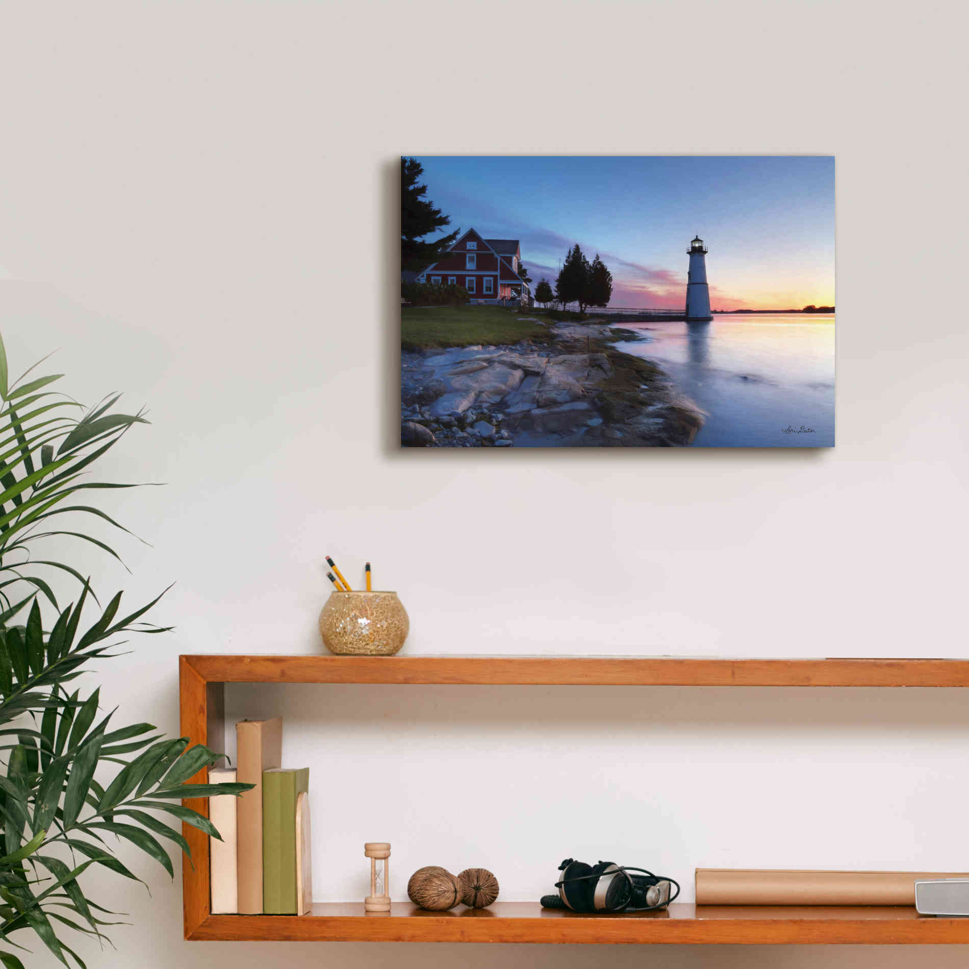 'Dusk at Rock Island' by Lori Deiter, Canvas Wall Art,18 x 12