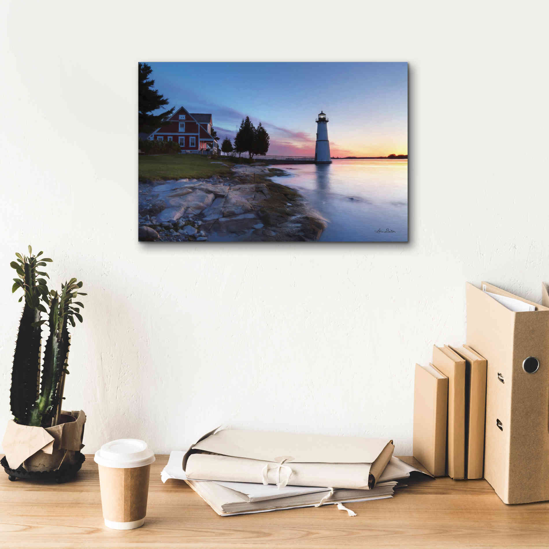 'Dusk at Rock Island' by Lori Deiter, Canvas Wall Art,18 x 12