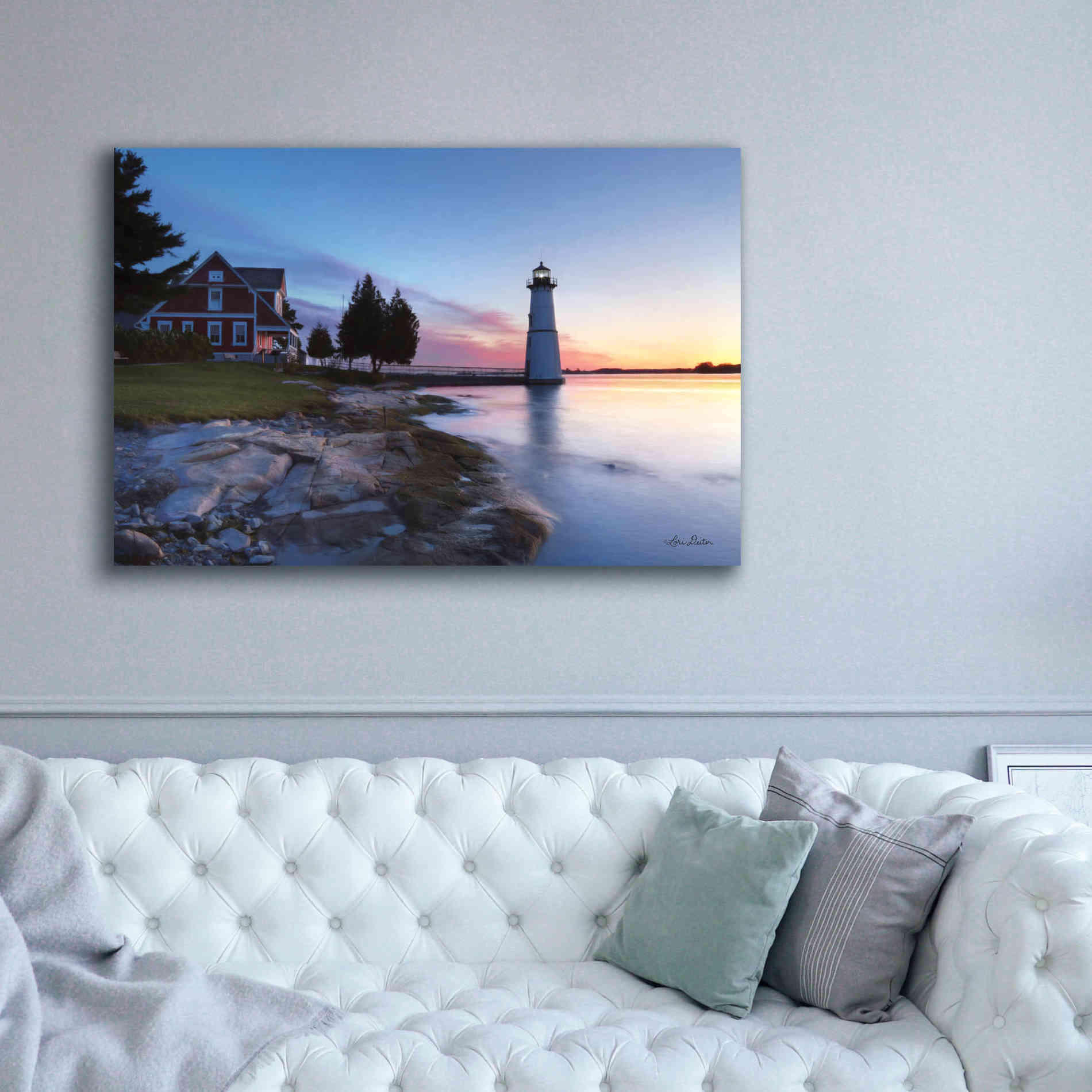 'Dusk at Rock Island' by Lori Deiter, Canvas Wall Art,60 x 40