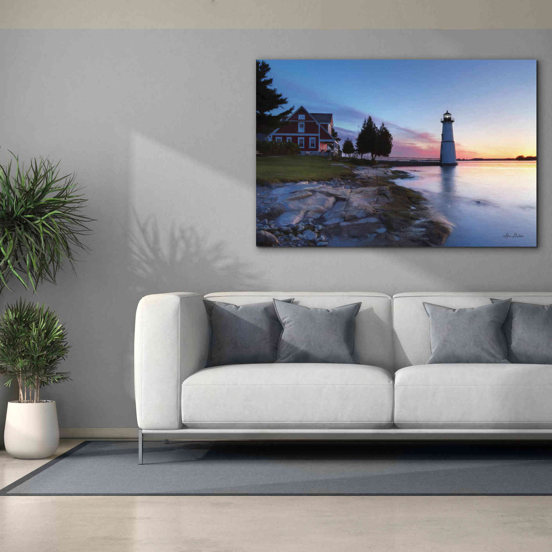 'Dusk at Rock Island' by Lori Deiter, Canvas Wall Art,60 x 40