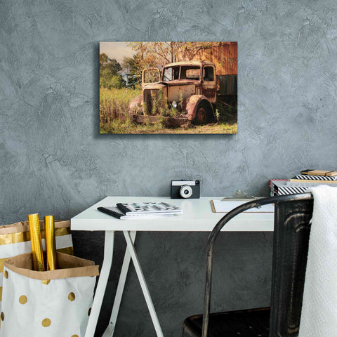 Image of 'Old Yellow Truck' by Lori Deiter, Canvas Wall Art,18 x 12