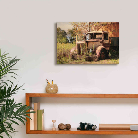 Image of 'Old Yellow Truck' by Lori Deiter, Canvas Wall Art,18 x 12