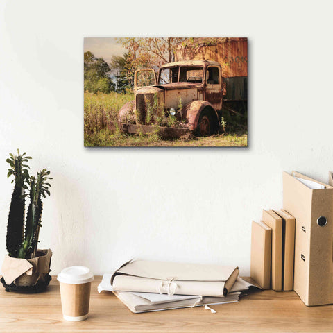 Image of 'Old Yellow Truck' by Lori Deiter, Canvas Wall Art,18 x 12