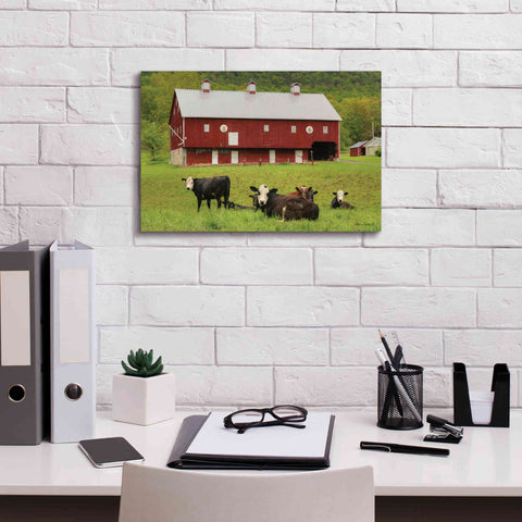 Image of 'Red Barn' by Lori Deiter, Canvas Wall Art,18 x 12