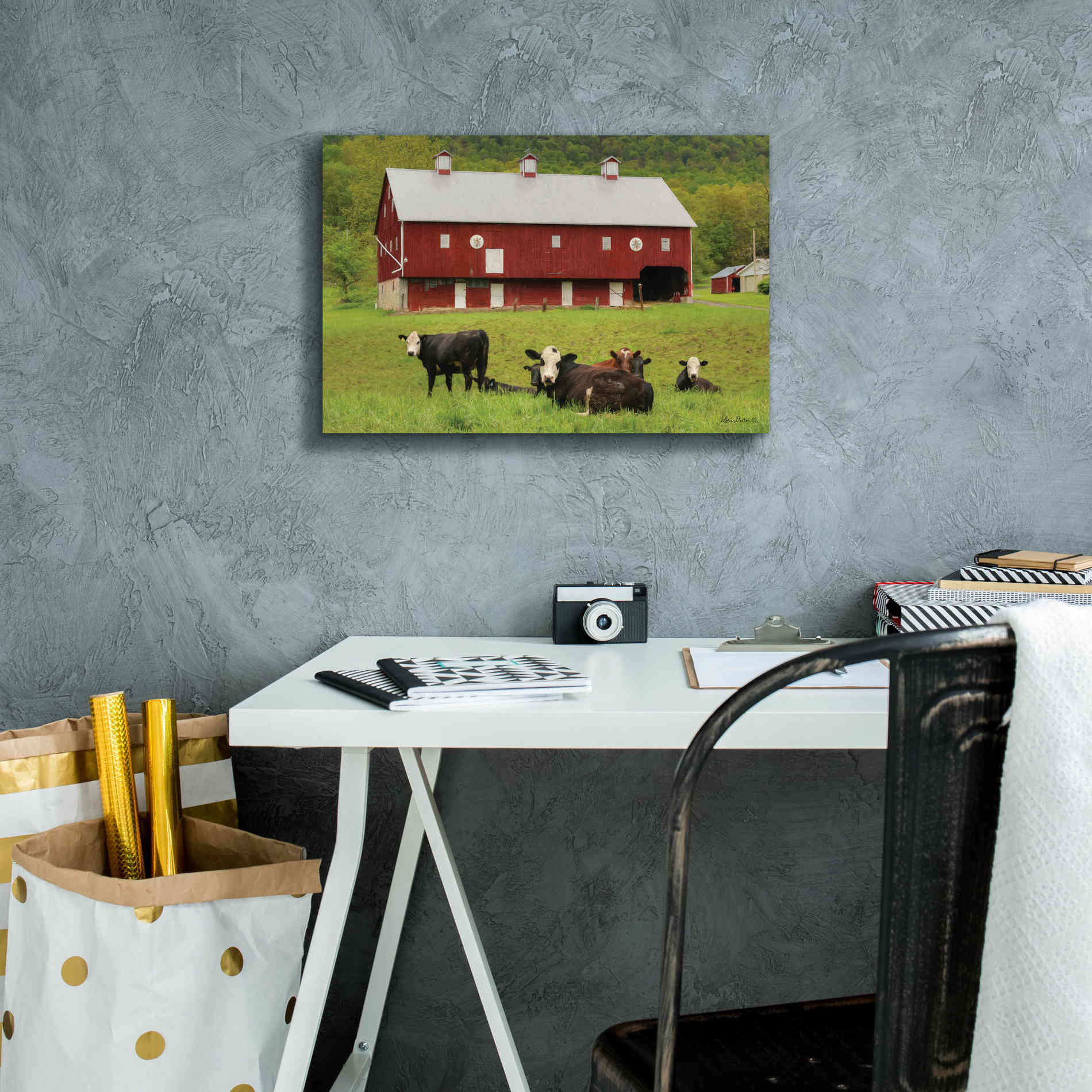 'Red Barn' by Lori Deiter, Canvas Wall Art,18 x 12