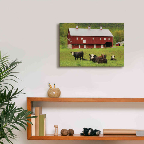 Image of 'Red Barn' by Lori Deiter, Canvas Wall Art,18 x 12