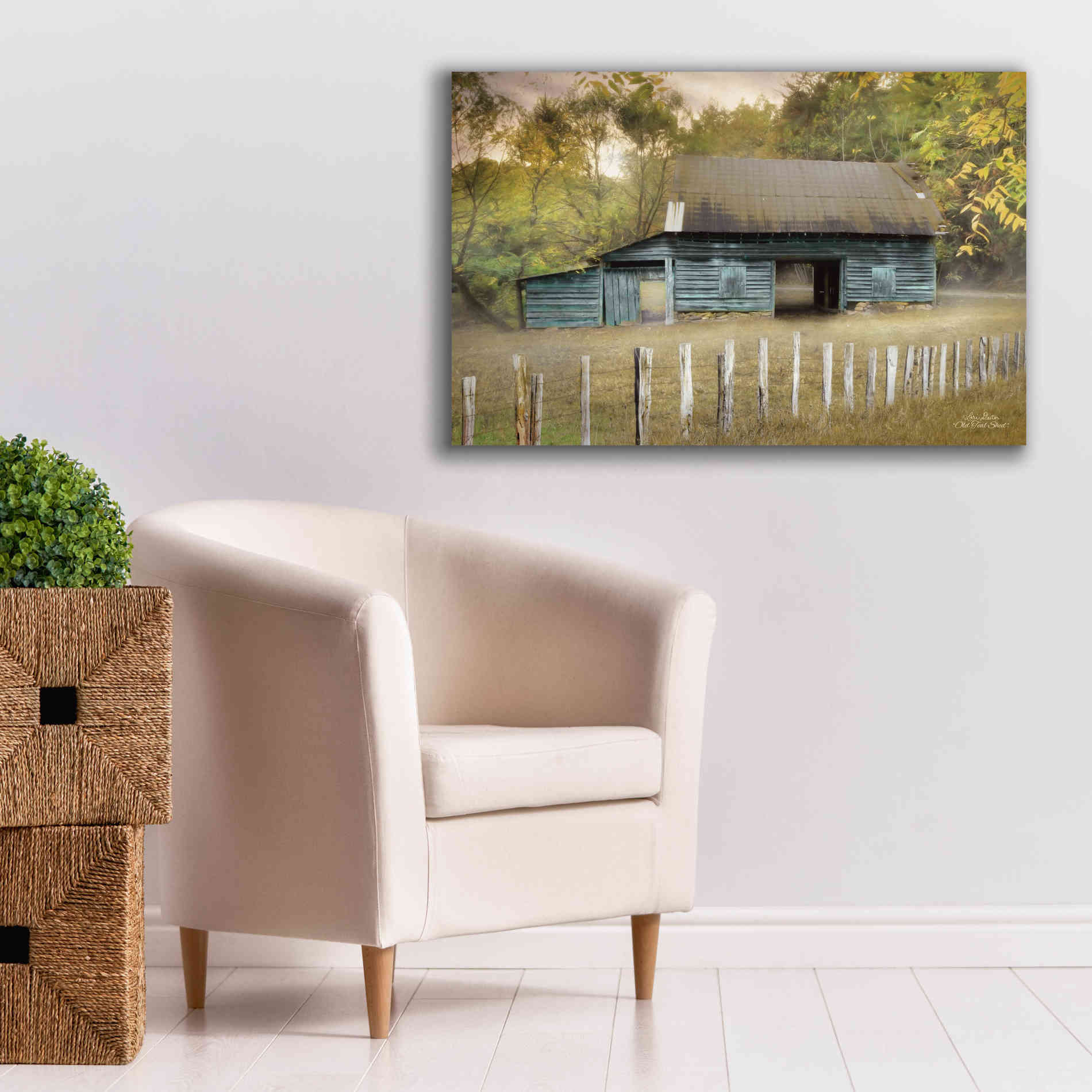 'Old Teal Shed' by Lori Deiter, Canvas Wall Art,40 x 26