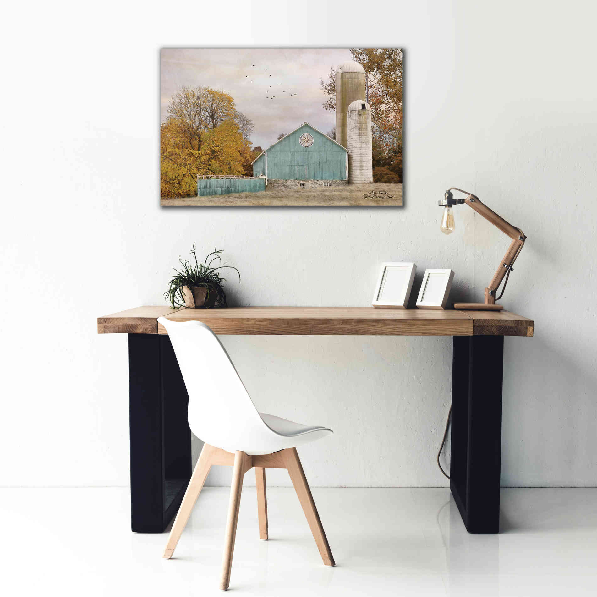 'Teal Barn and Silo' by Lori Deiter, Canvas Wall Art,40 x 26