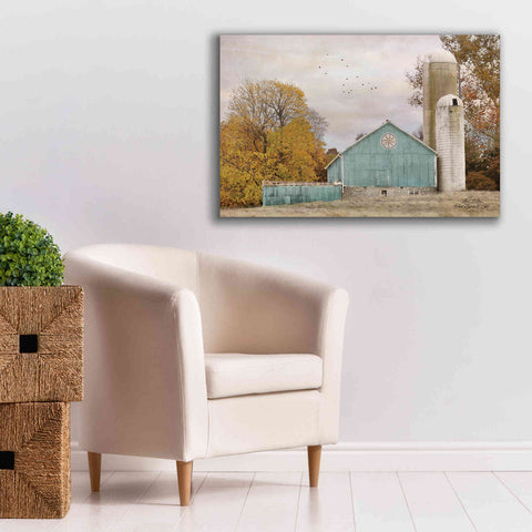 Image of 'Teal Barn and Silo' by Lori Deiter, Canvas Wall Art,40 x 26