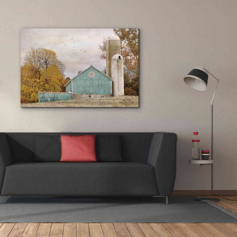Image of 'Teal Barn and Silo' by Lori Deiter, Canvas Wall Art,60 x 40