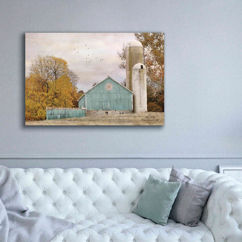 Image of 'Teal Barn and Silo' by Lori Deiter, Canvas Wall Art,60 x 40