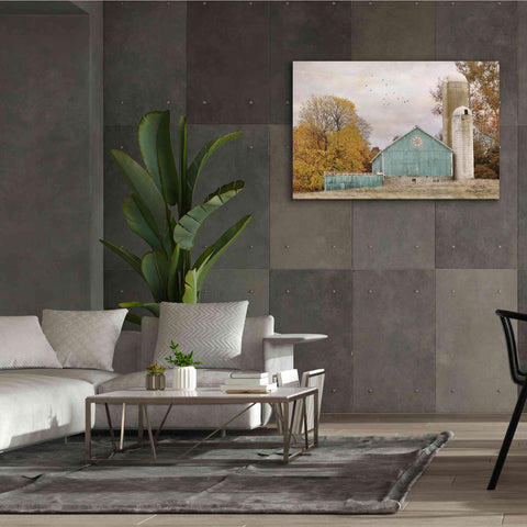 Image of 'Teal Barn and Silo' by Lori Deiter, Canvas Wall Art,60 x 40