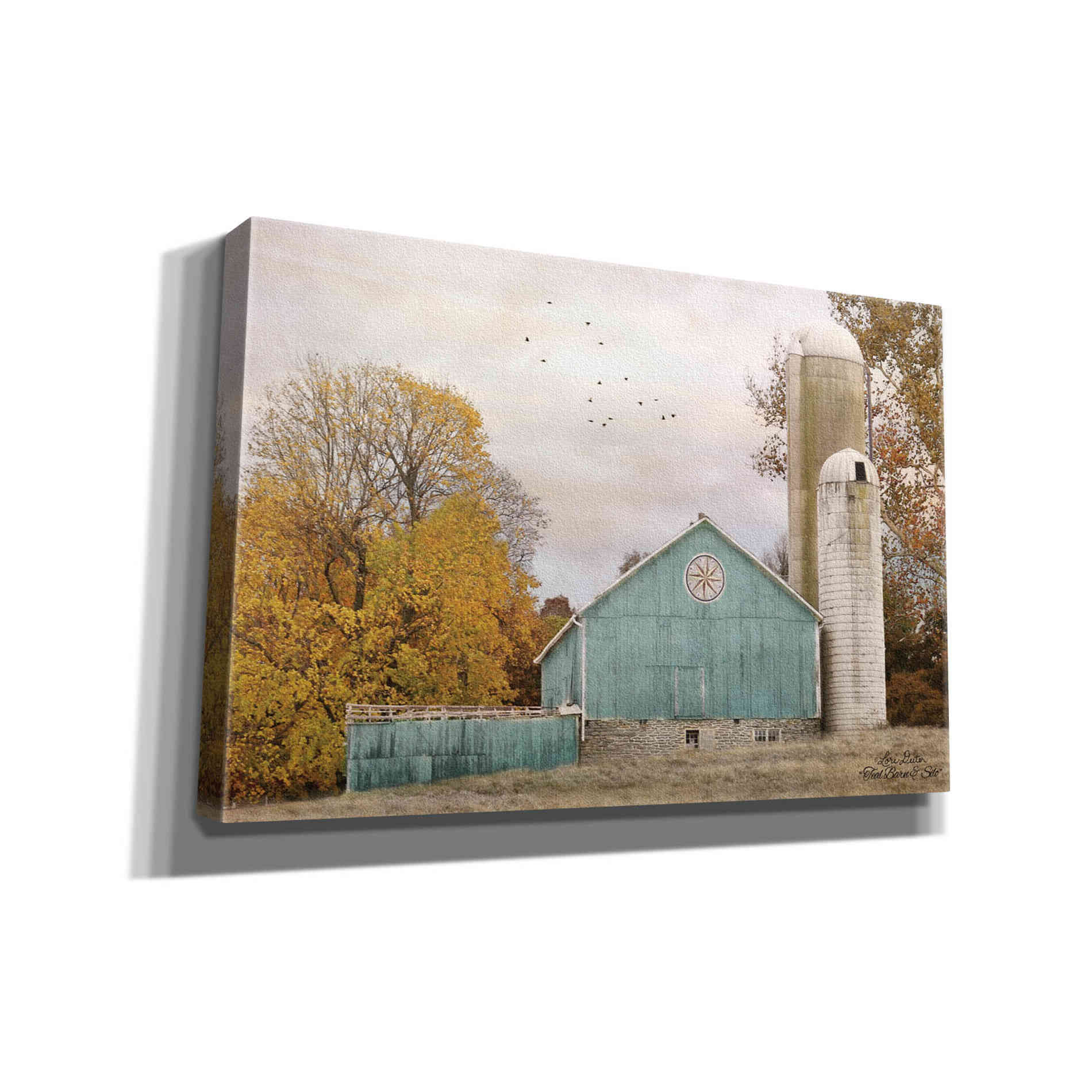 'Teal Barn and Silo' by Lori Deiter, Canvas Wall Art