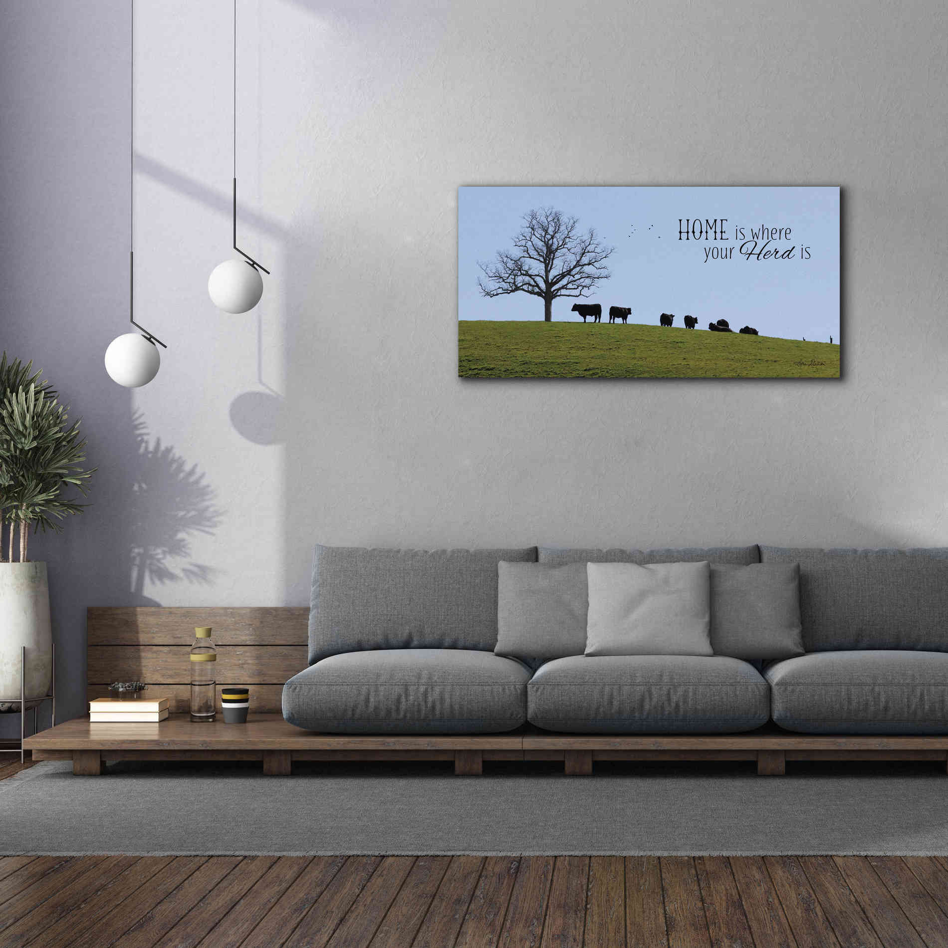 'Home Is Where Your Herd Is' by Lori Deiter, Canvas Wall Art,60 x 30