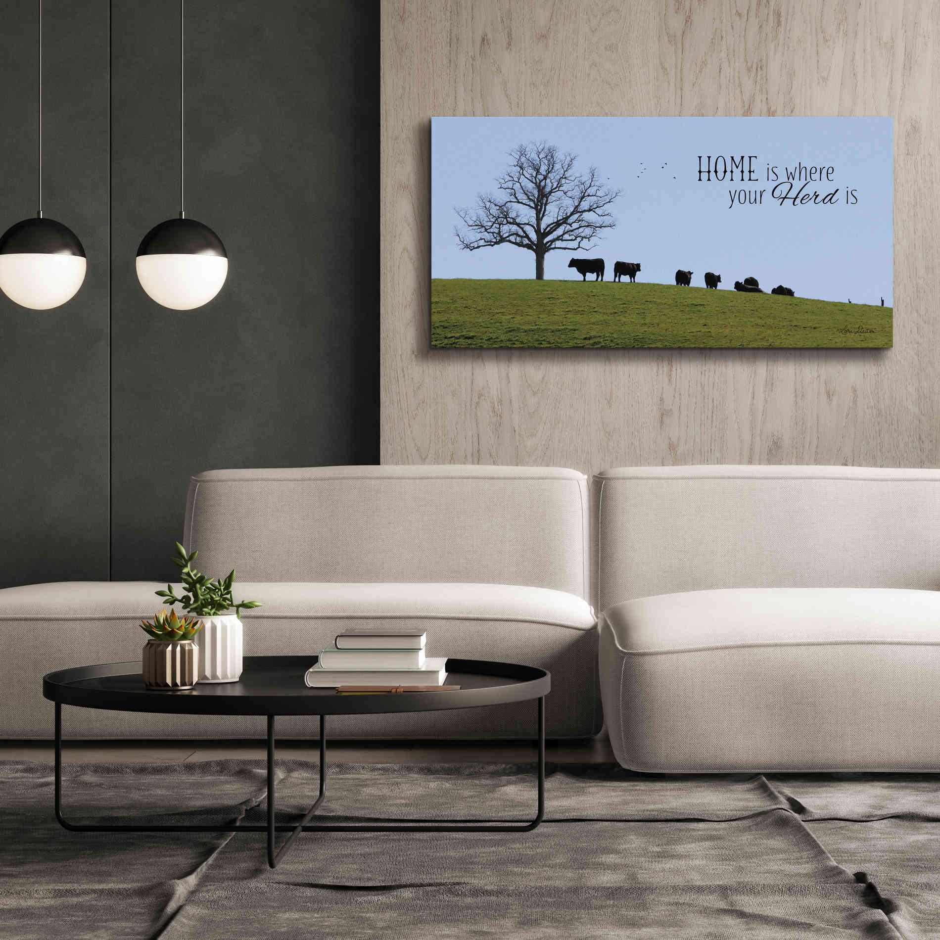 'Home Is Where Your Herd Is' by Lori Deiter, Canvas Wall Art,60 x 30