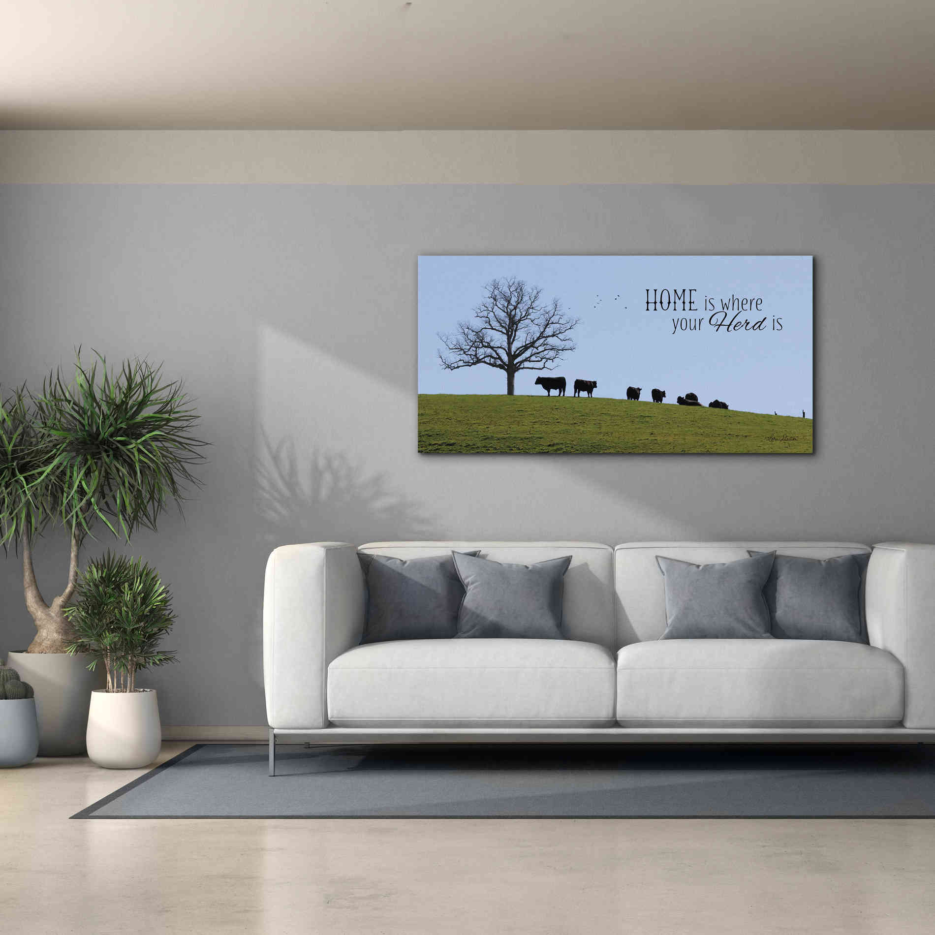 'Home Is Where Your Herd Is' by Lori Deiter, Canvas Wall Art,60 x 30
