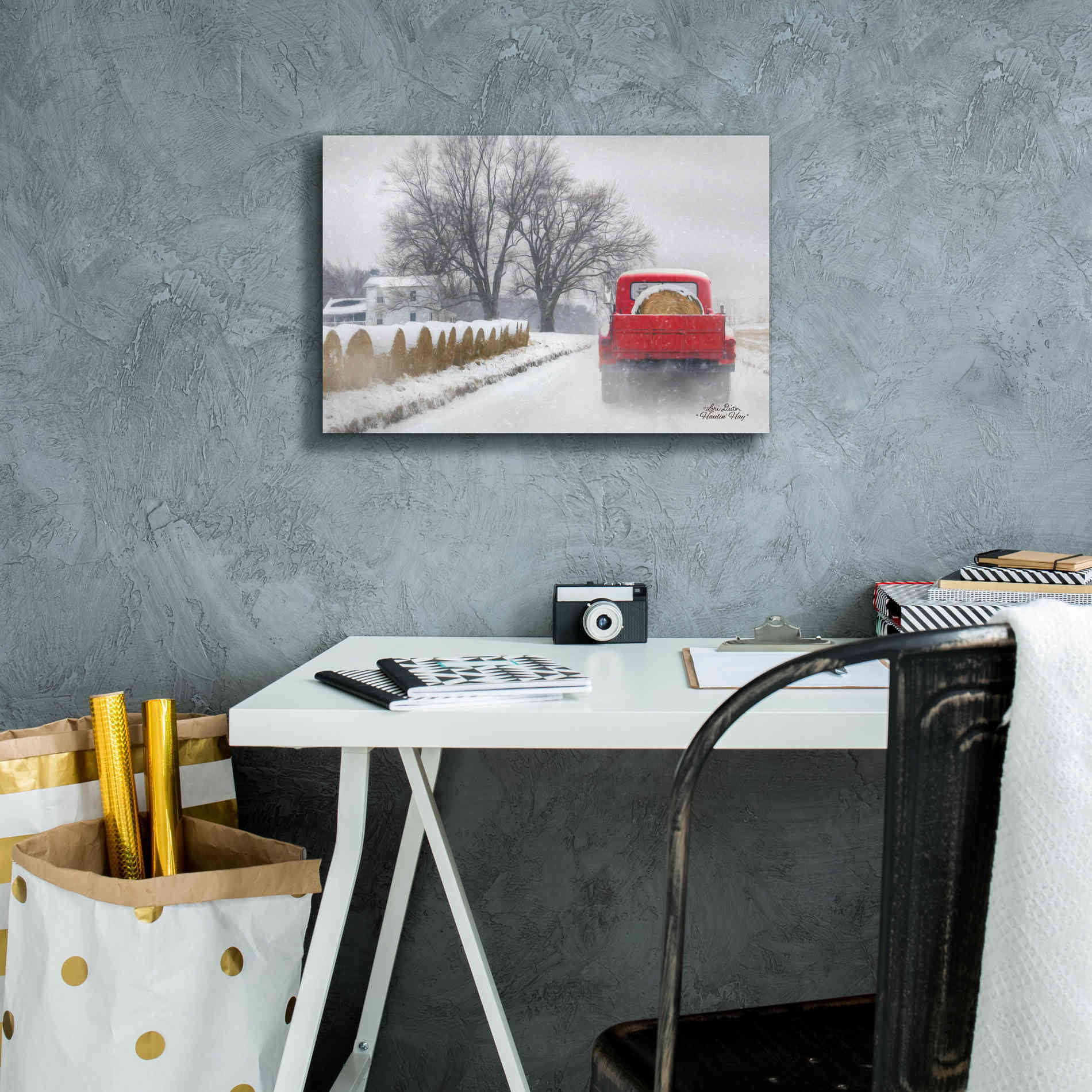 'Haulin' Hay' by Lori Deiter, Canvas Wall Art,18 x 12