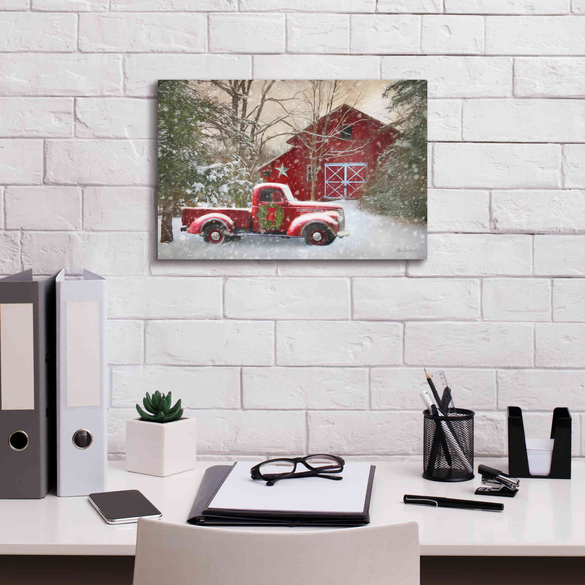 'Secluded Barn with Truck' by Lori Deiter, Canvas Wall Art,18 x 12