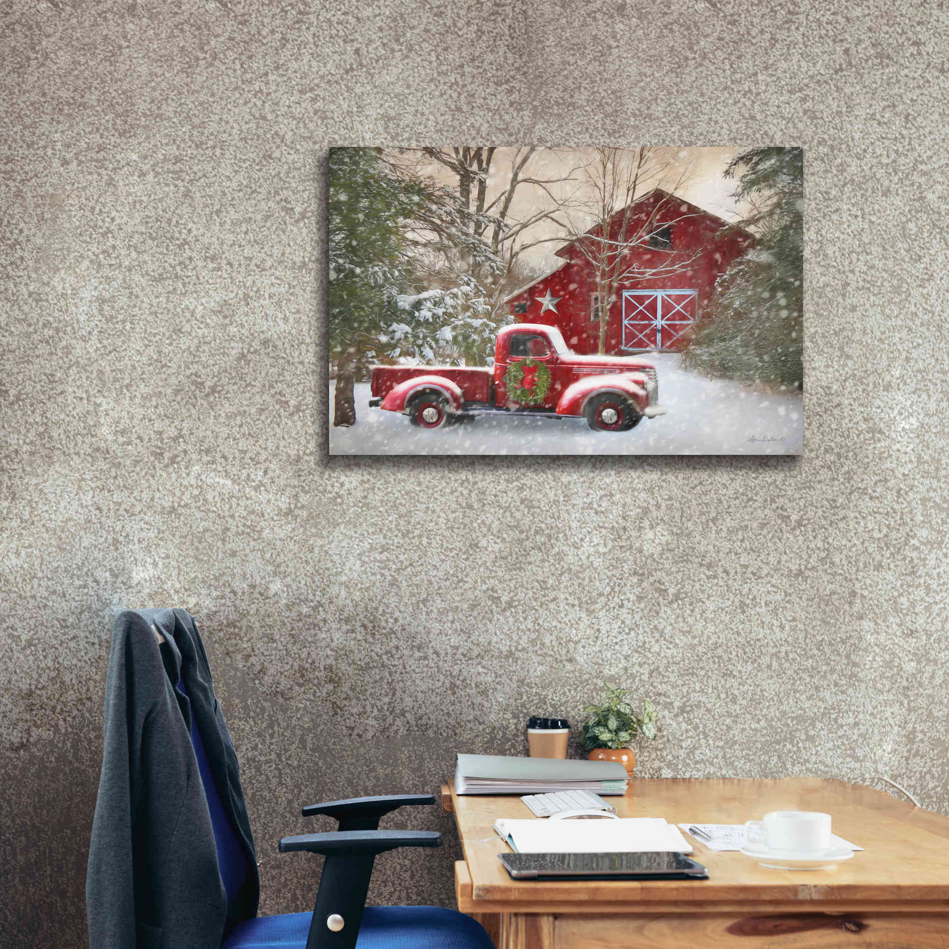 'Secluded Barn with Truck' by Lori Deiter, Canvas Wall Art,40 x 26