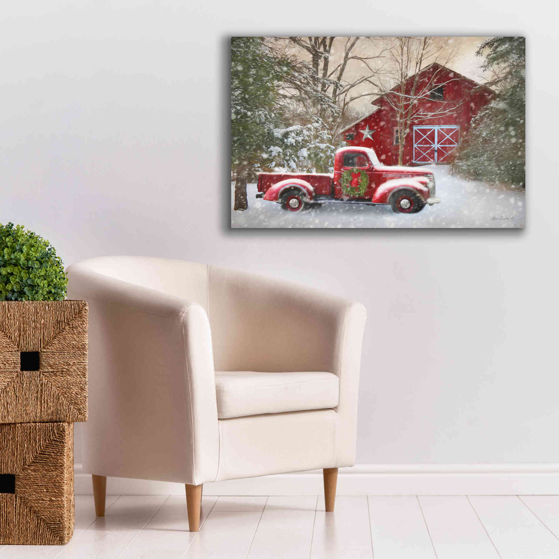 'Secluded Barn with Truck' by Lori Deiter, Canvas Wall Art,40 x 26