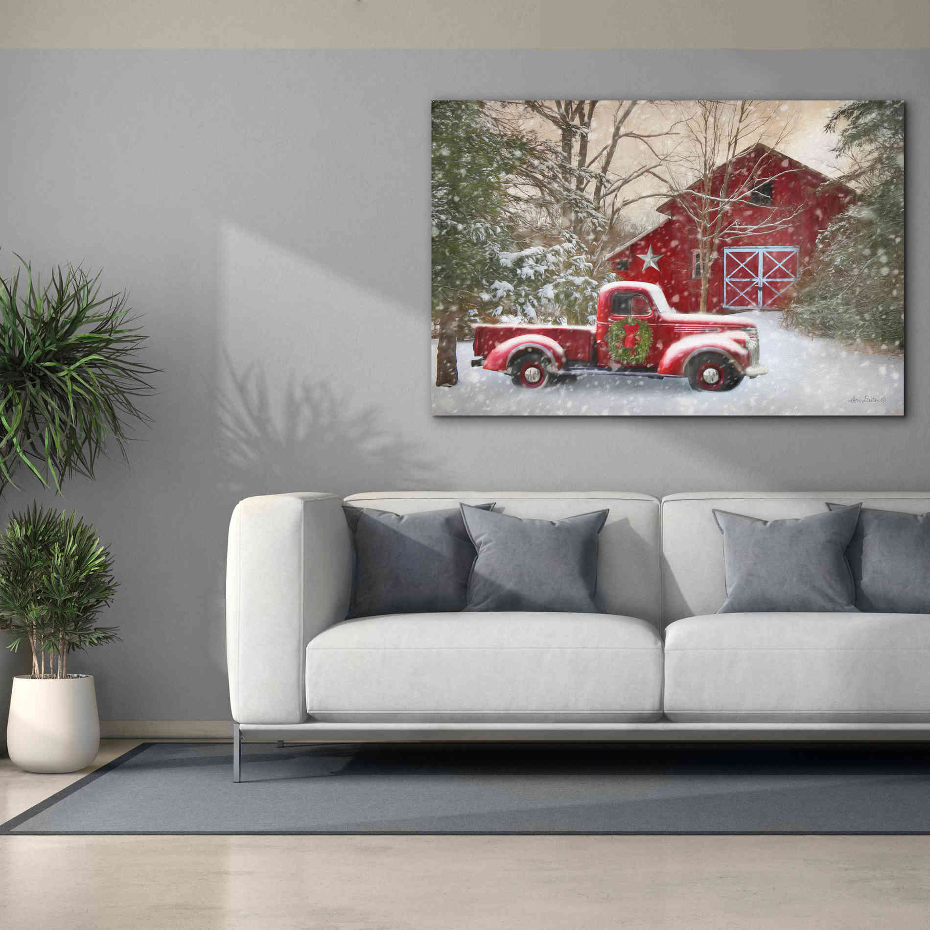 'Secluded Barn with Truck' by Lori Deiter, Canvas Wall Art,60 x 40