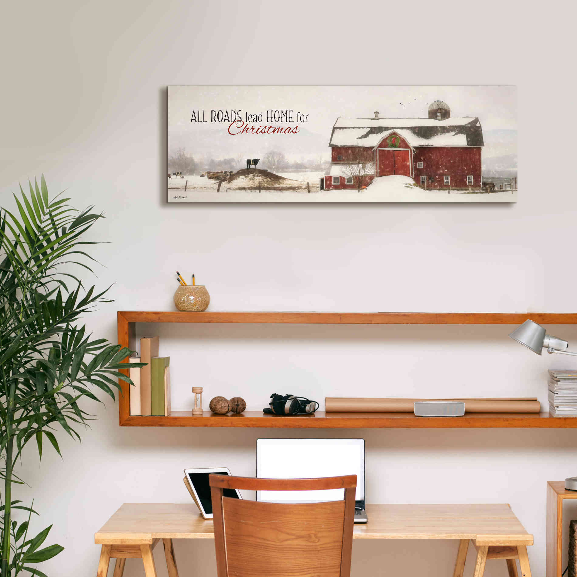 'All Roads Lead Home for Christmas' by Lori Deiter, Canvas Wall Art,36 x 12