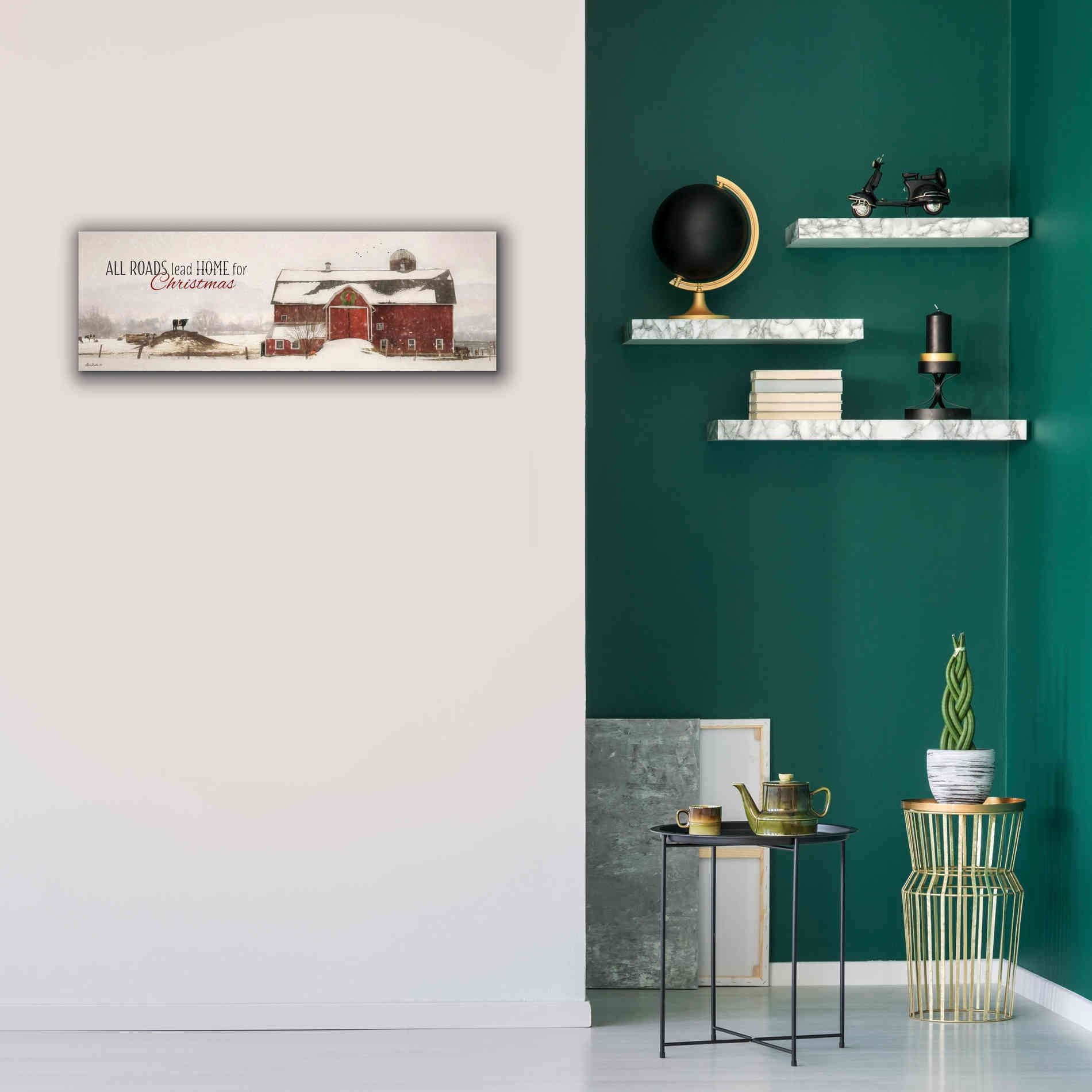 'All Roads Lead Home for Christmas' by Lori Deiter, Canvas Wall Art,36 x 12