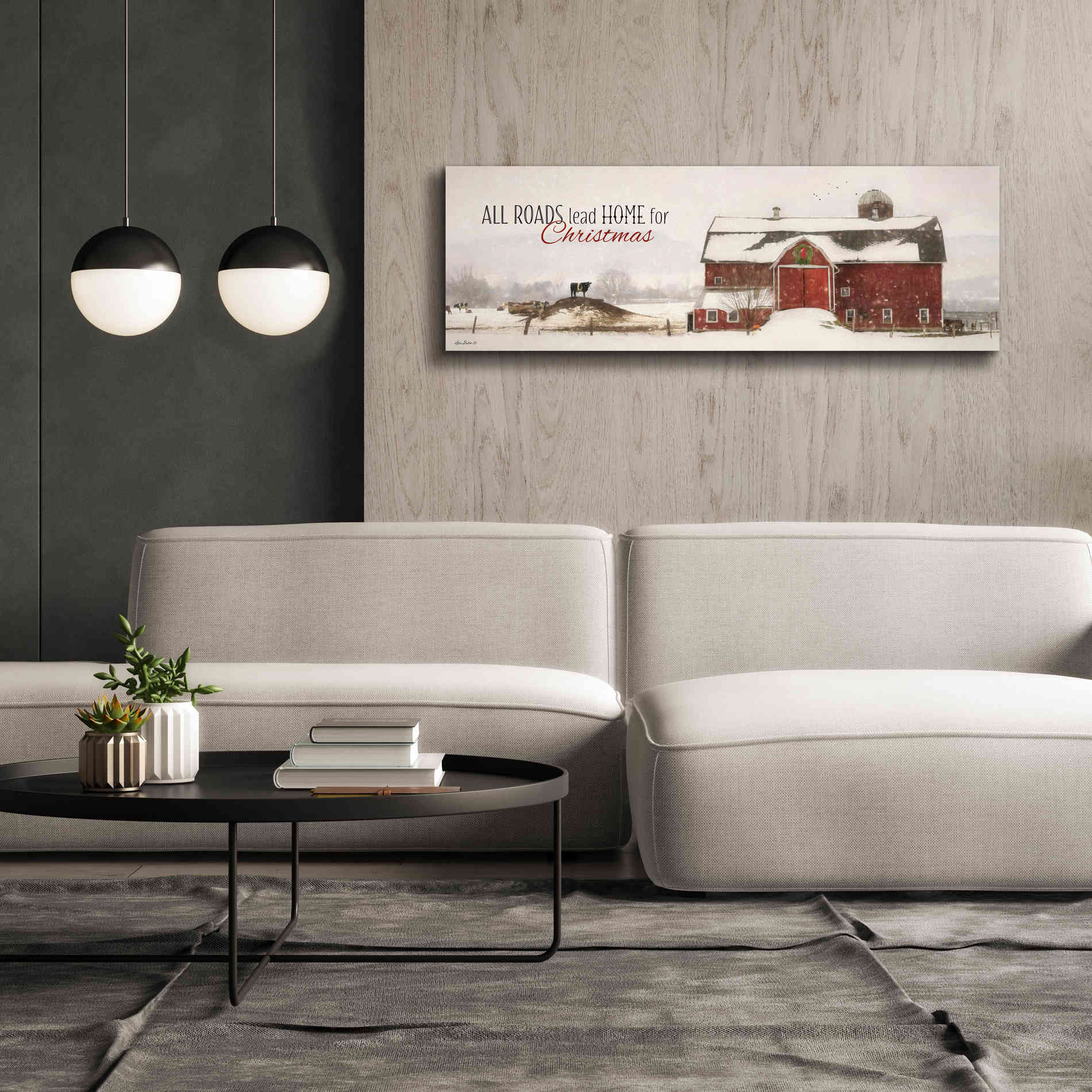 'All Roads Lead Home for Christmas' by Lori Deiter, Canvas Wall Art,60 x 20