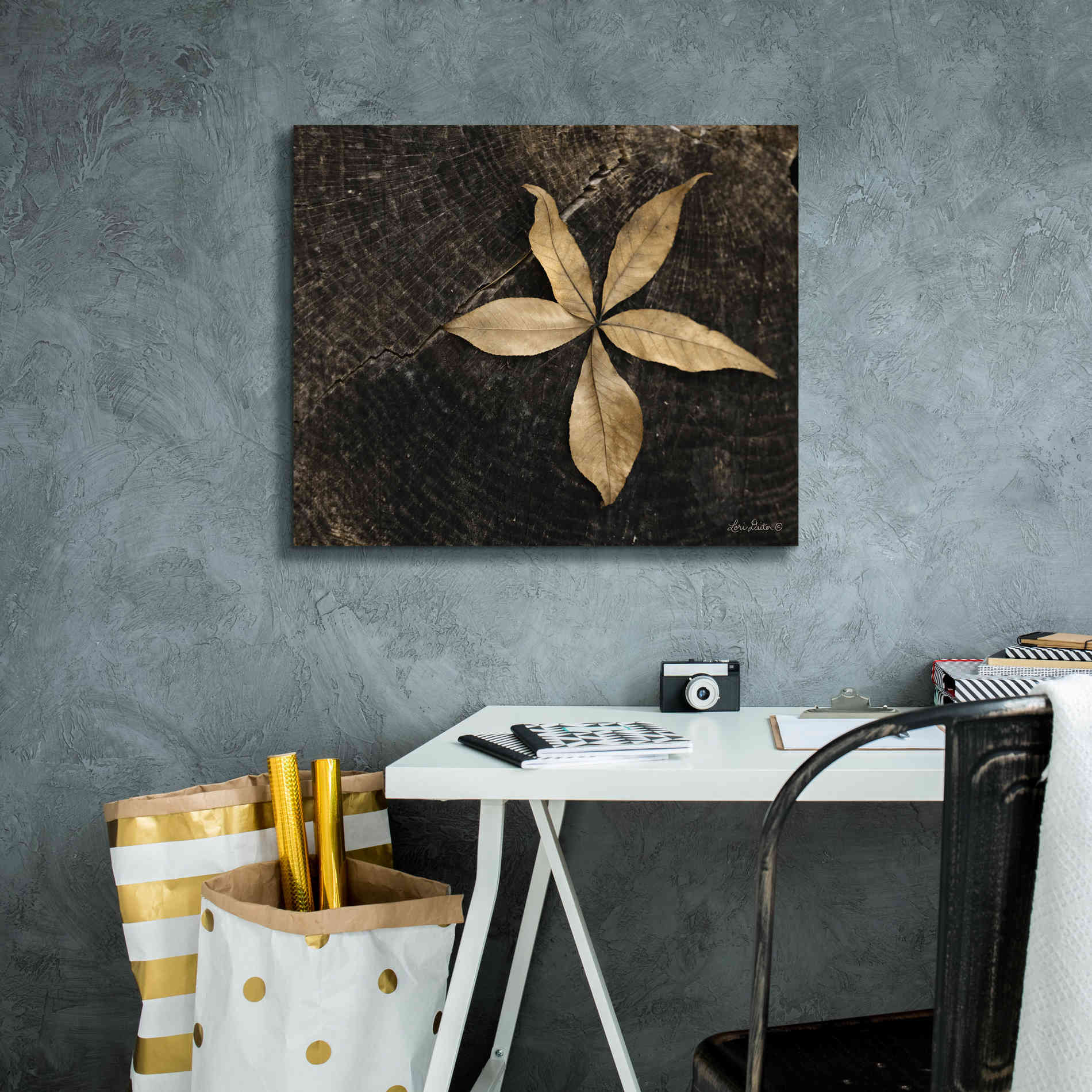 'Natural Buckeye Leaf' by Lori Deiter, Canvas Wall Art,24 x 20