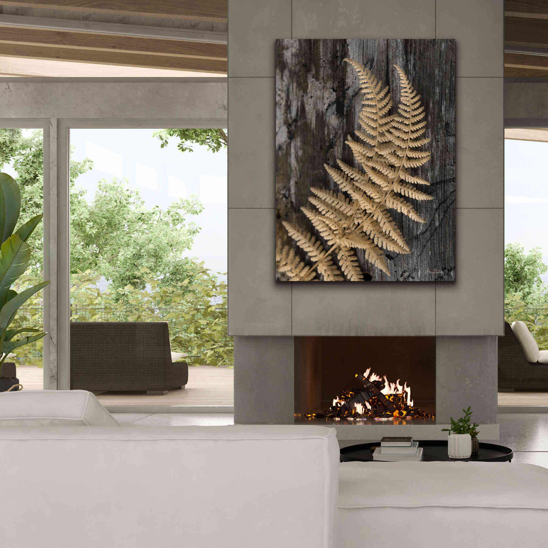 'Natural Gold Fern' by Lori Deiter, Canvas Wall Art,40 x 54