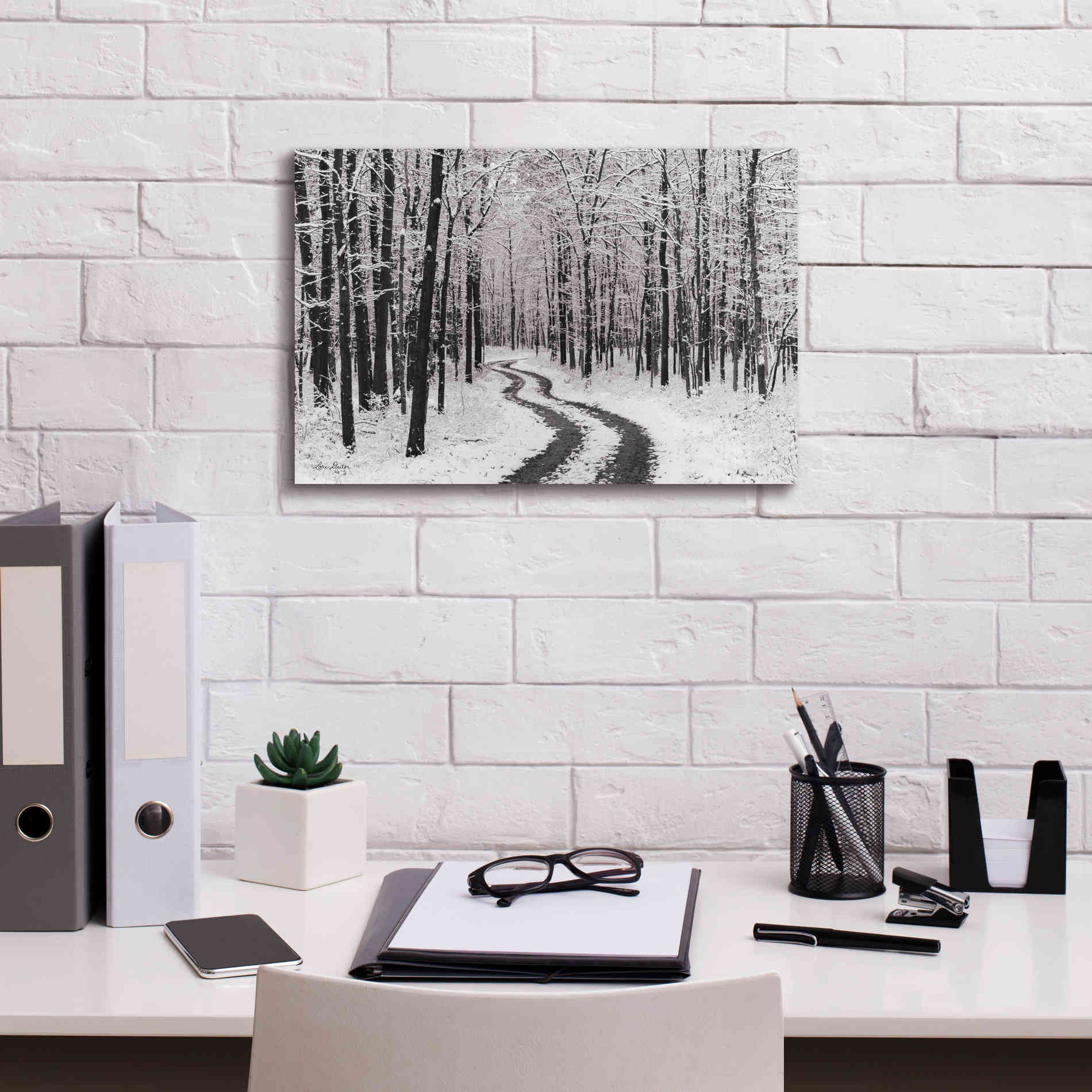 'Snowy Road' by Lori Deiter, Canvas Wall Art,18 x 12