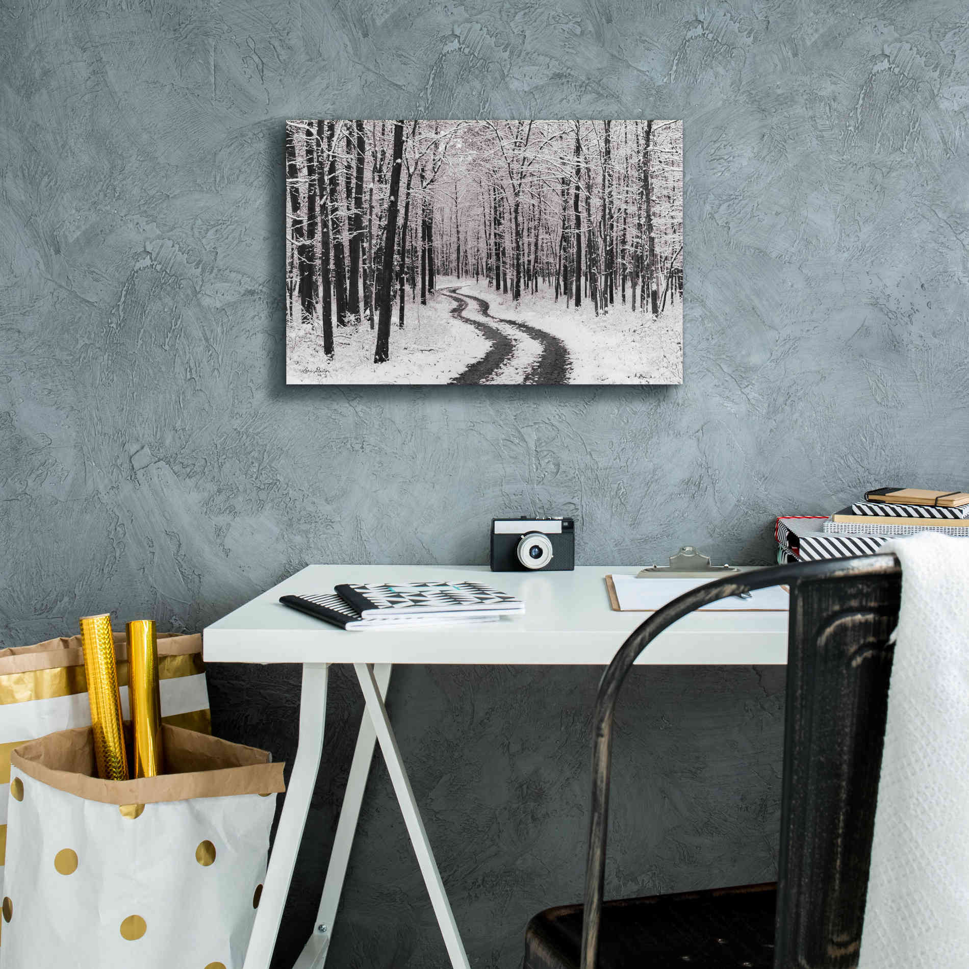 'Snowy Road' by Lori Deiter, Canvas Wall Art,18 x 12