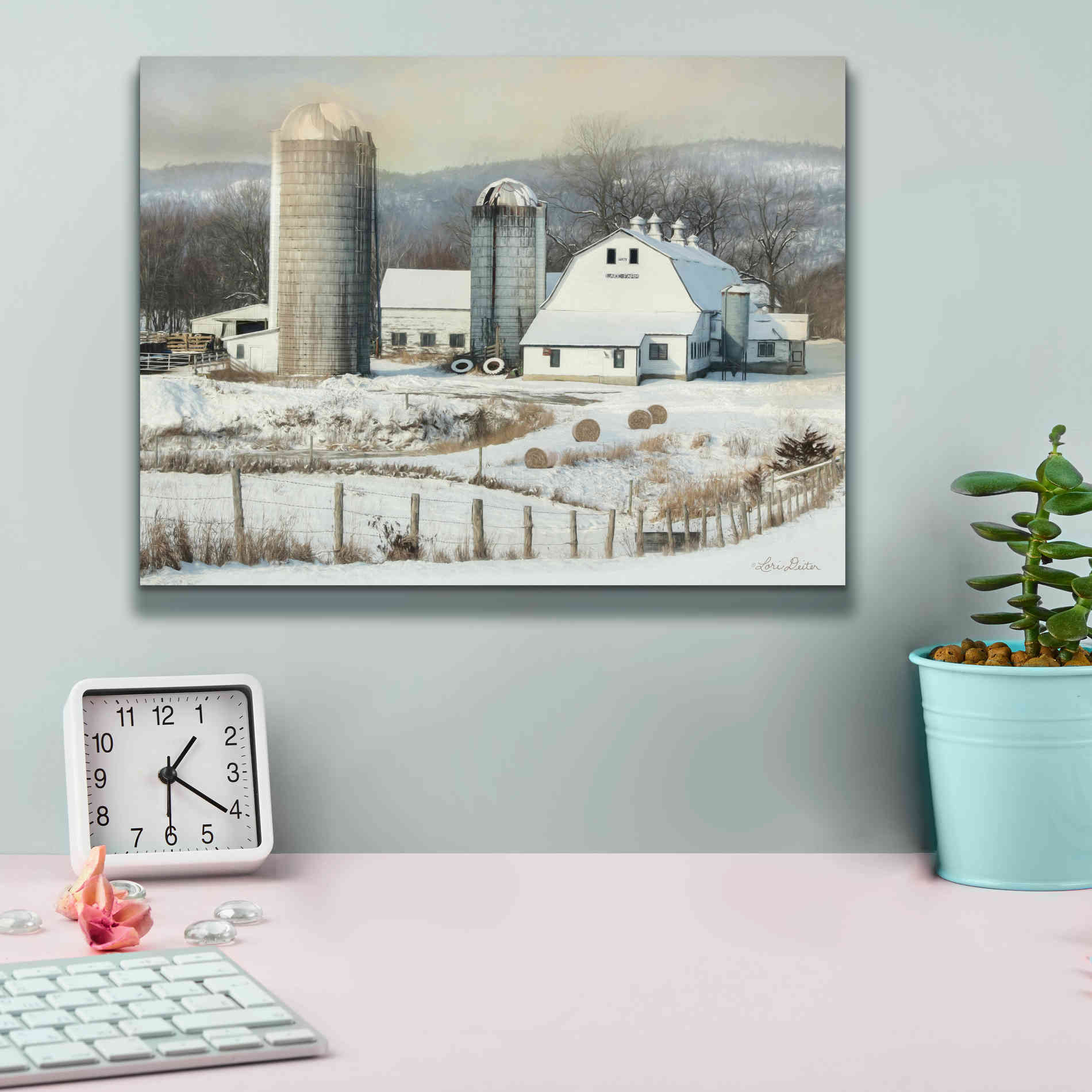 'The Lake Farm' by Lori Deiter, Canvas Wall Art,16 x 12