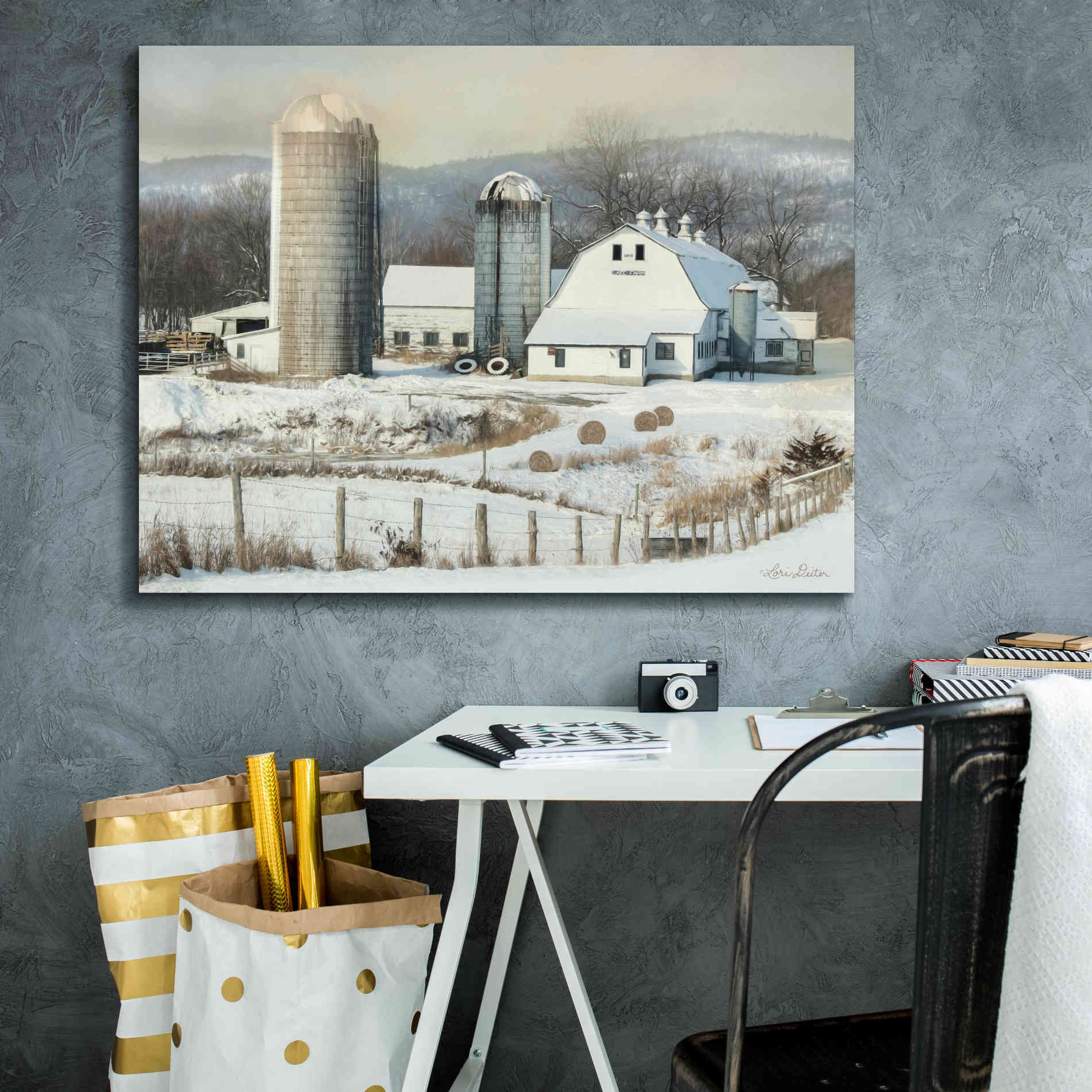 'The Lake Farm' by Lori Deiter, Canvas Wall Art,34 x 26