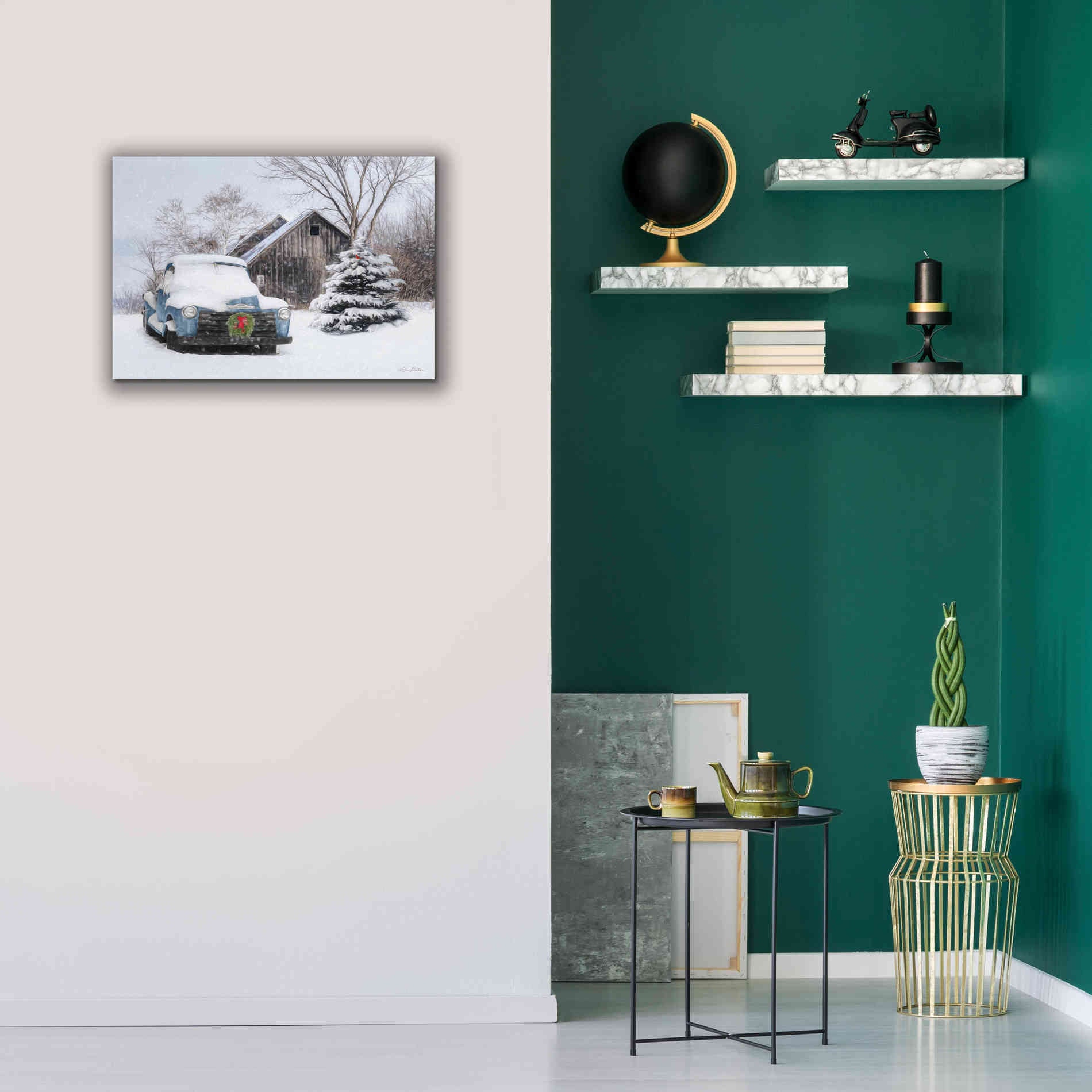 'Christmas on the Farm' by Lori Deiter, Canvas Wall Art,26 x 18