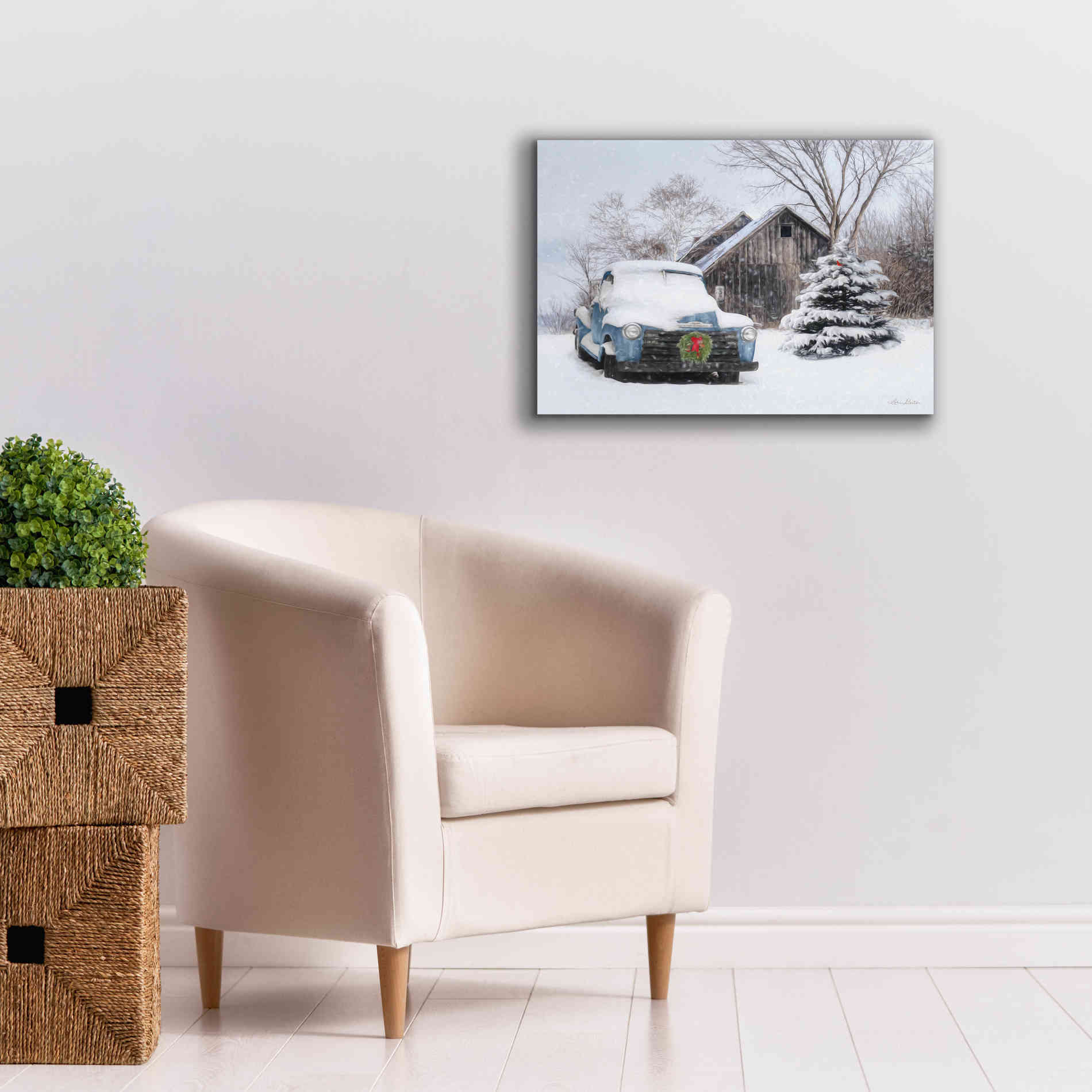 'Christmas on the Farm' by Lori Deiter, Canvas Wall Art,26 x 18