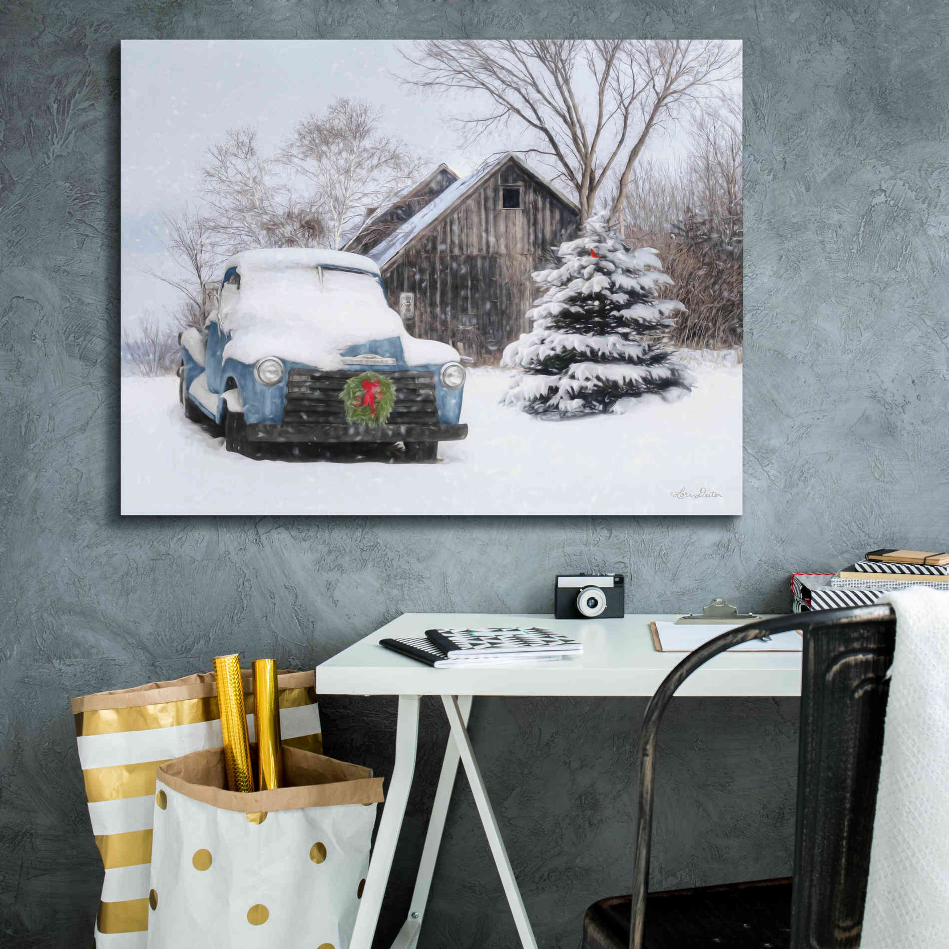 'Christmas on the Farm' by Lori Deiter, Canvas Wall Art,34 x 26