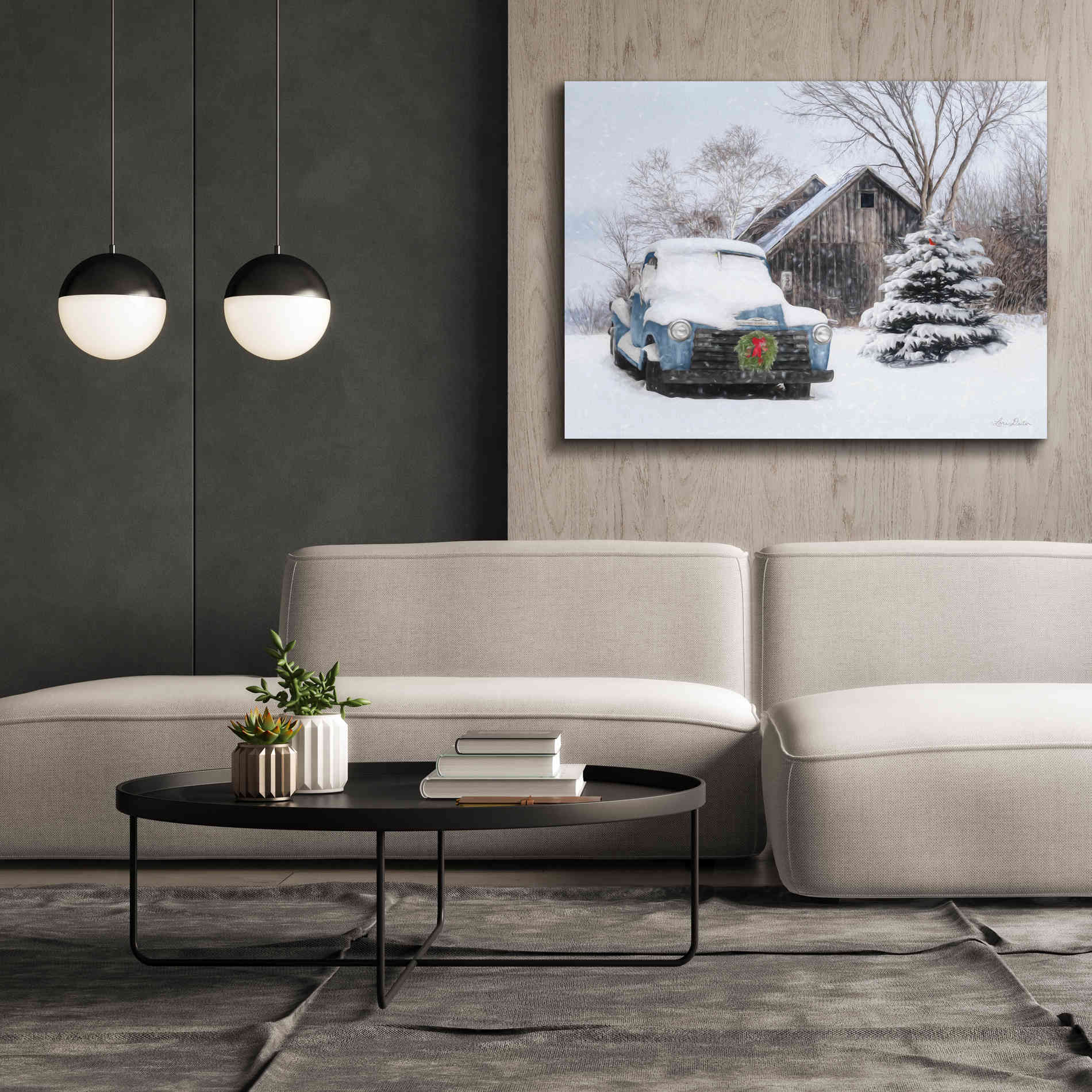 'Christmas on the Farm' by Lori Deiter, Canvas Wall Art,54 x 40