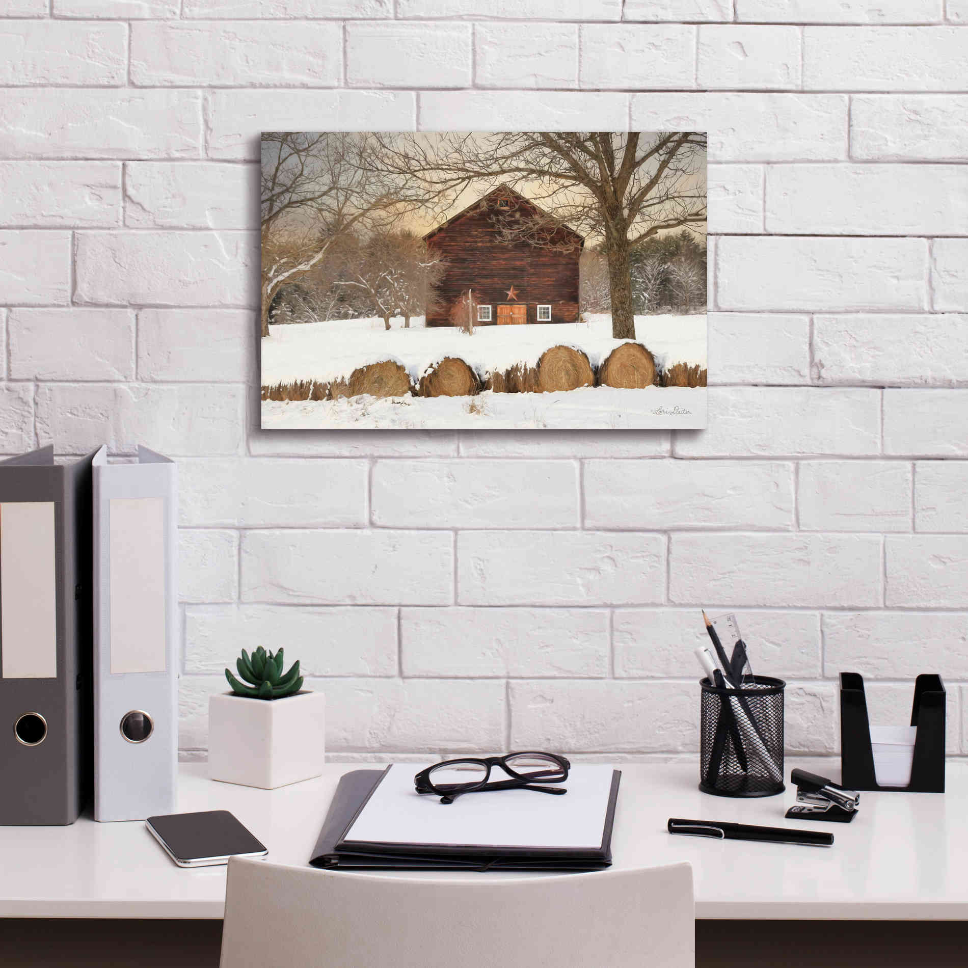 'Snowy Vermont Barn' by Lori Deiter, Canvas Wall Art,18 x 12