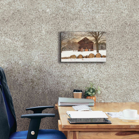 Image of 'Snowy Vermont Barn' by Lori Deiter, Canvas Wall Art,18 x 12