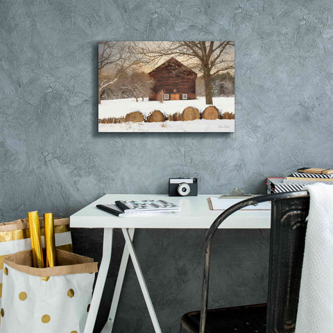 Image of 'Snowy Vermont Barn' by Lori Deiter, Canvas Wall Art,18 x 12