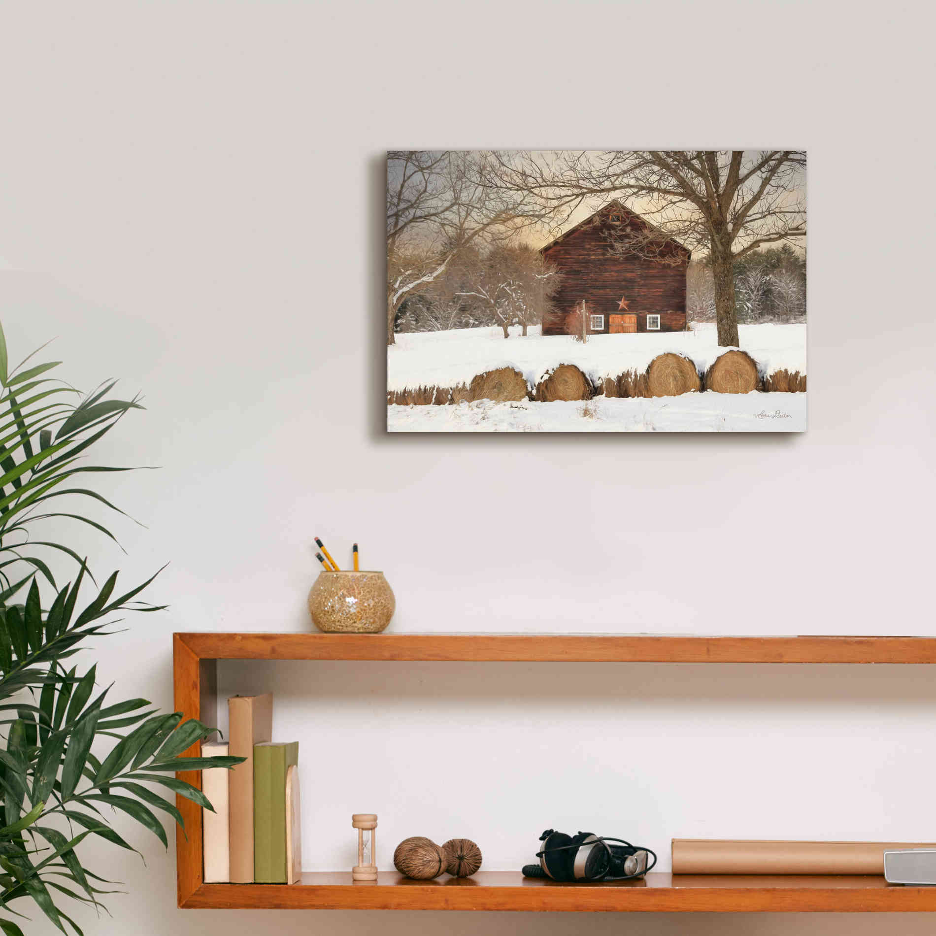 'Snowy Vermont Barn' by Lori Deiter, Canvas Wall Art,18 x 12