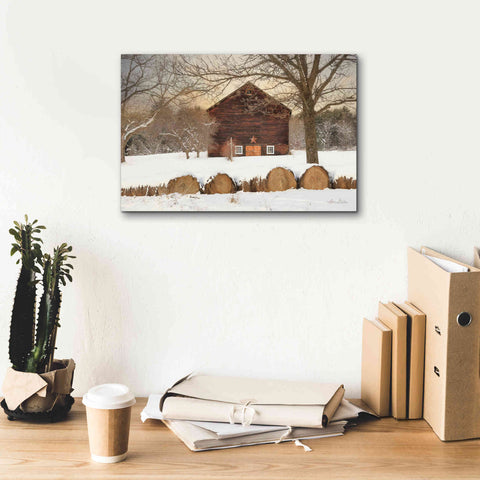 Image of 'Snowy Vermont Barn' by Lori Deiter, Canvas Wall Art,18 x 12