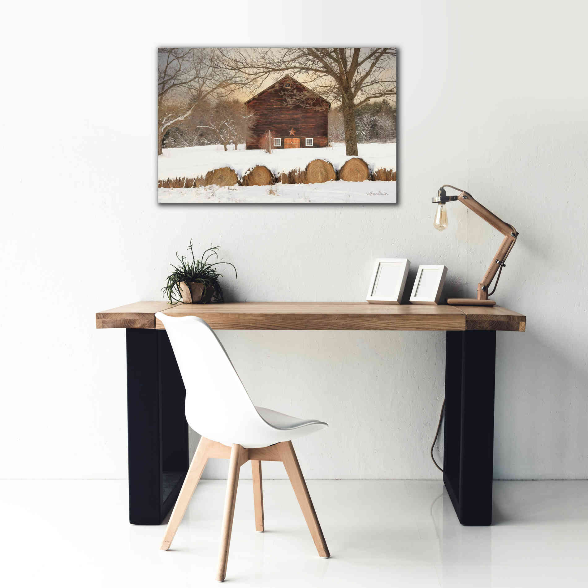 'Snowy Vermont Barn' by Lori Deiter, Canvas Wall Art,40 x 26